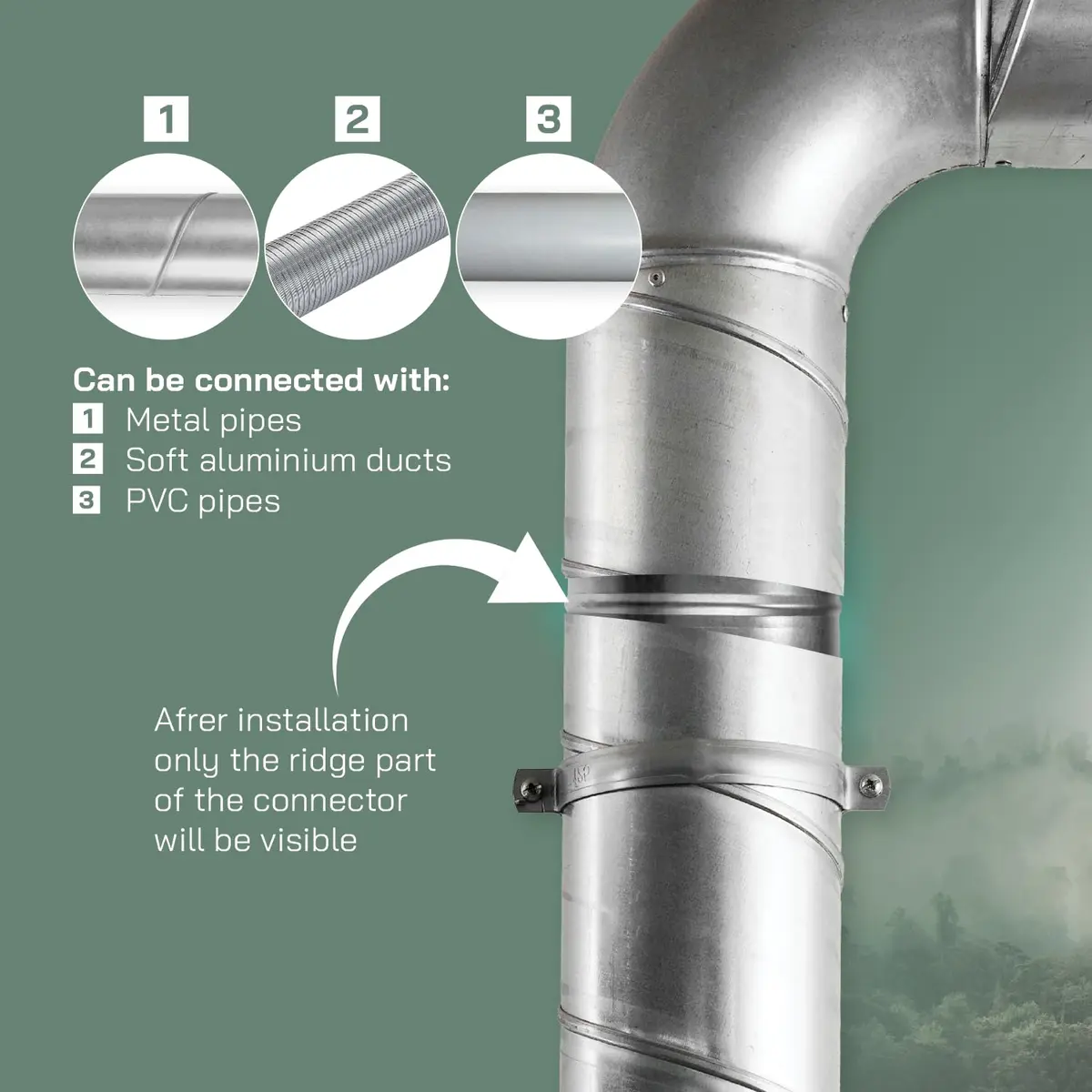 Vent Systems 6'' Inch Galvanized Steel Duct Connector | Round Ventilation Duct Extension for HVAC & Industrial Use - view 3
