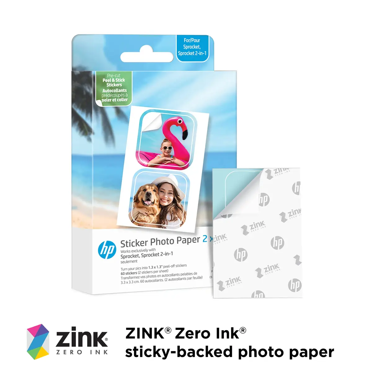 HP Sprocket 2x3” Premium Zink Pre-Cut Sticker Photo Paper, 30 Sheets (7.62x5.08 cm) | Fade-Resistant & Smudge-Proof - view 2