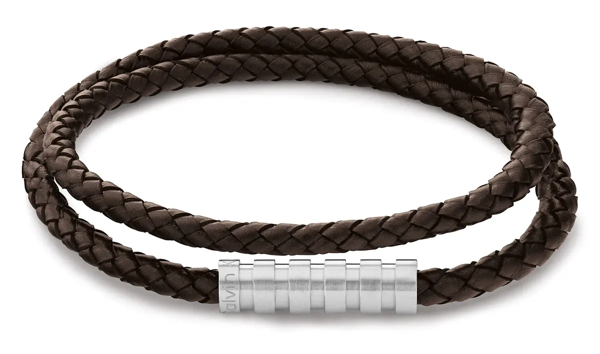Calvin Klein Men's Braided Leather Bracelet Brown | Modern Design with Magnetic Closure - main product image