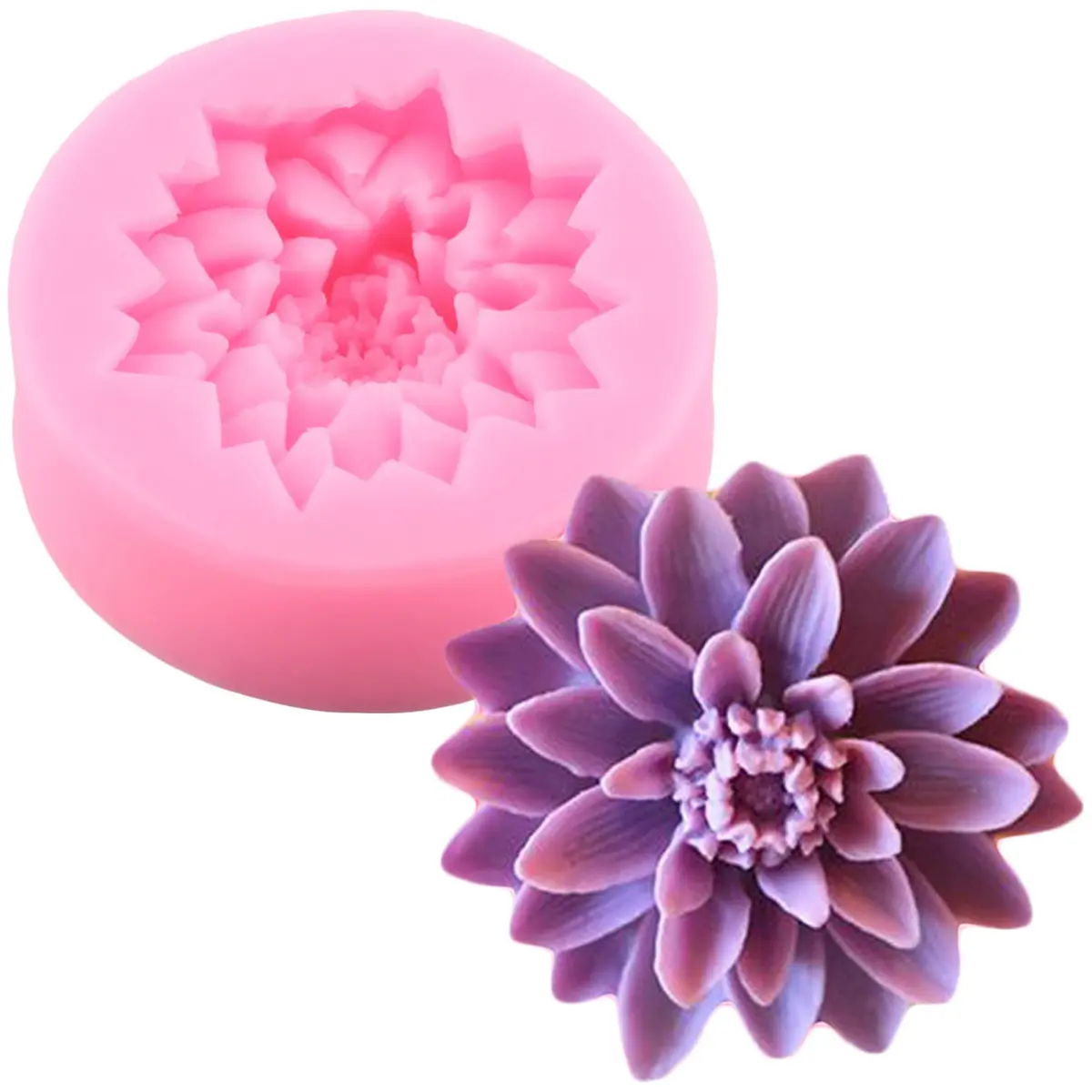 ZiXiang Flower Silicone Molds Set of 4 | Rose Chrysanthemum Fondant Molds for Cake Decorating, 1.88-2.20 inch Cavities - view 9