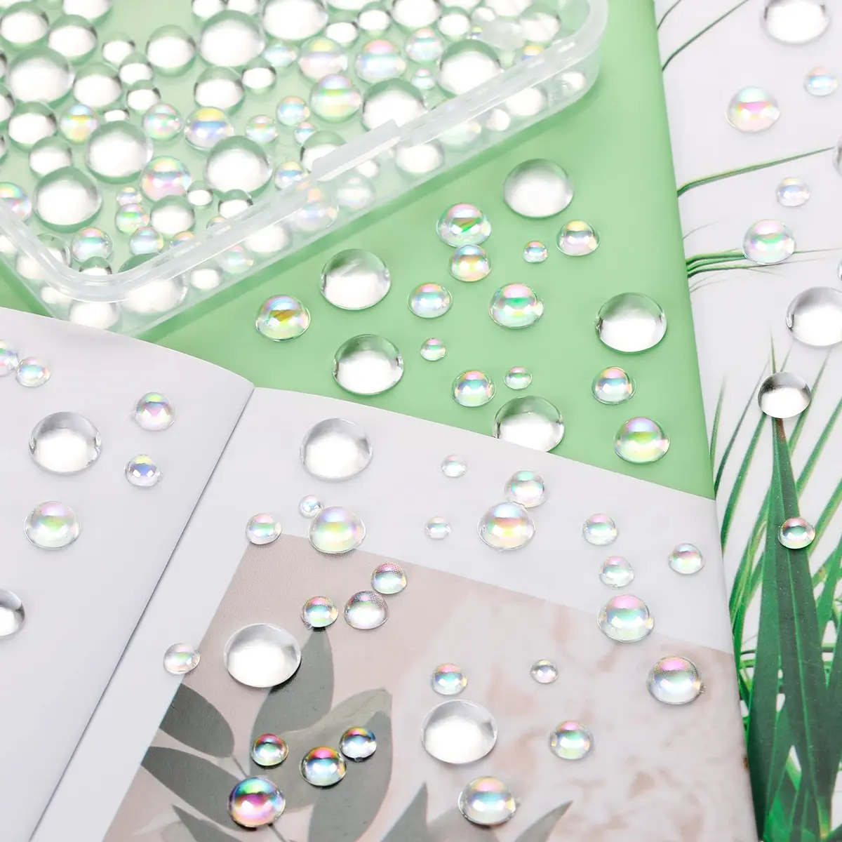 MIKIMIQI 700 Pcs Clear Dewdrop Holographic Water Embellishments | Scrapbooking & Card Making Supplies - view 7