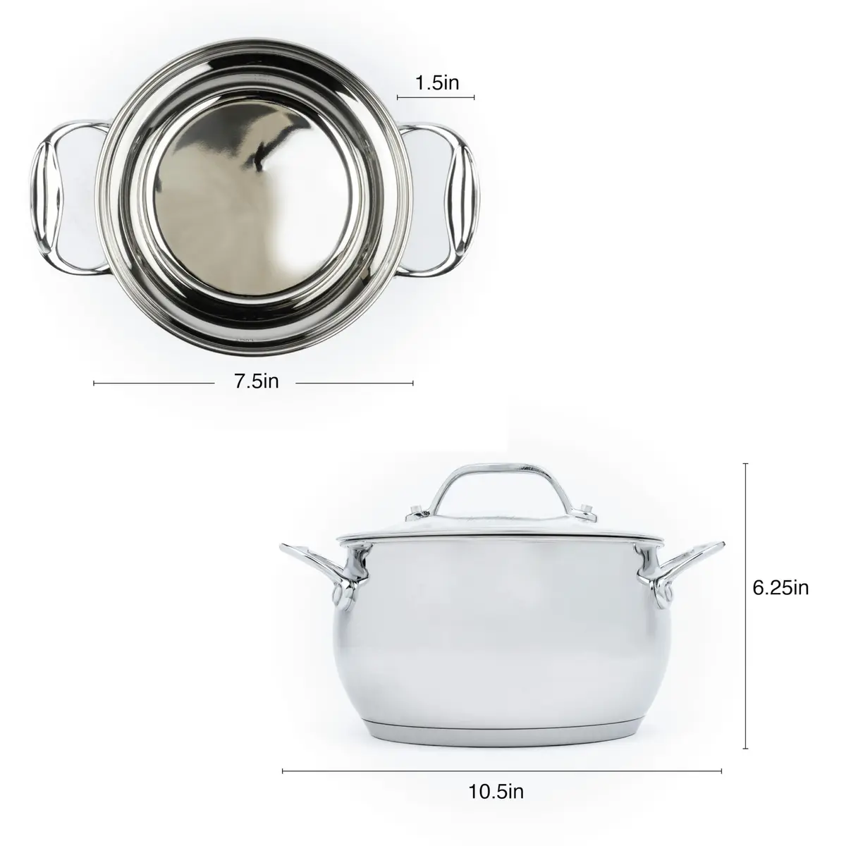 David Burke Splendor Stainless Steel 3-Quart Dutch Oven with Glass Lid | 2.83 kg (6.3 lb) Cookware - view 2