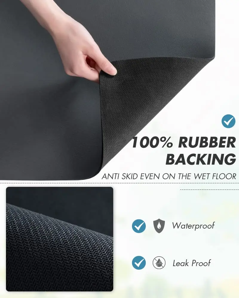 AMOAMI Coffee Mat Dish Drying Mat 48cm x 30cm (19"x12") | Absorbs Spills, Dries Fast, Hides Stains - view 5