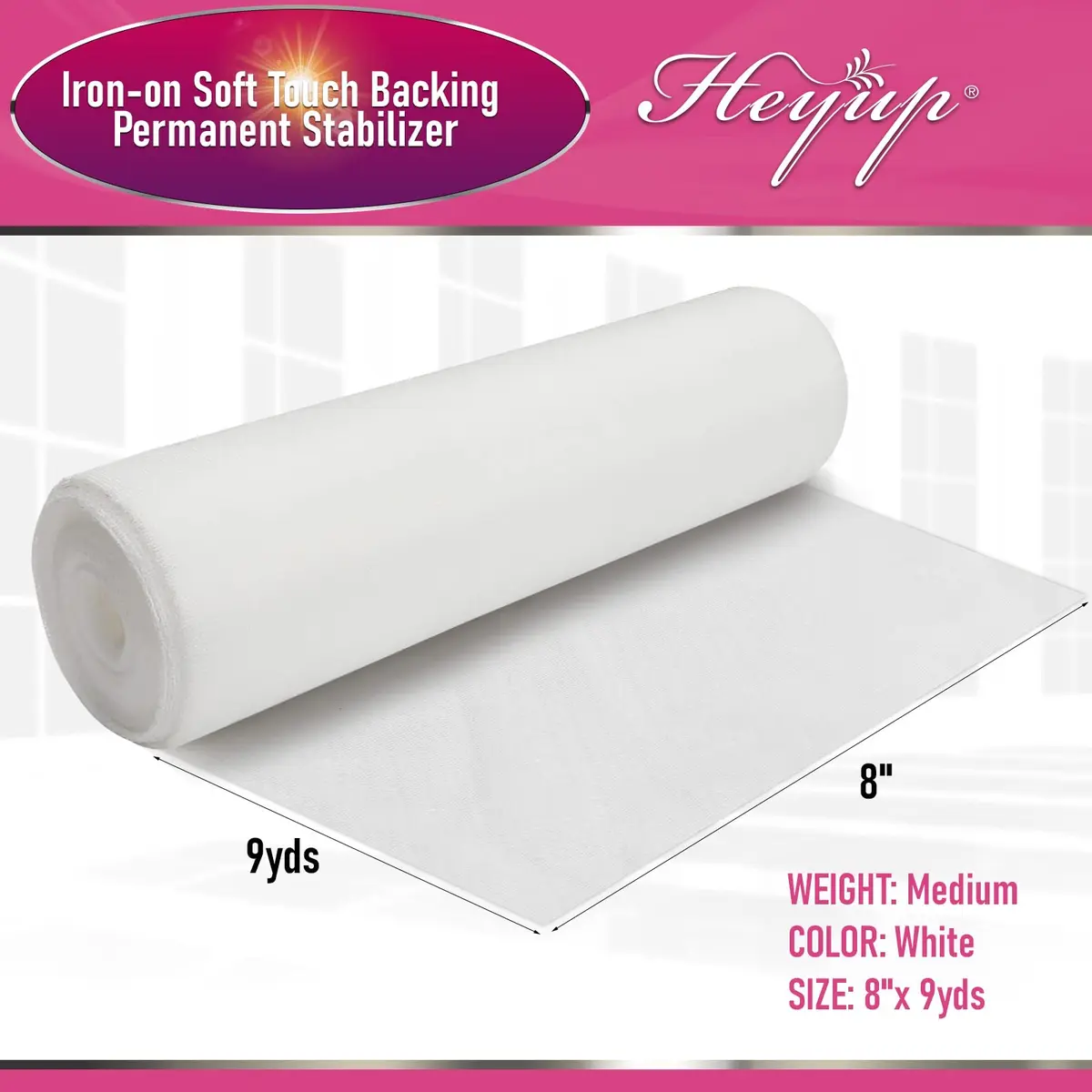HEYUP Iron on Embroidery Stabilizer 8" x 9 Yd Light Weight Prevent Scratchy Sensitive Skin - view 5