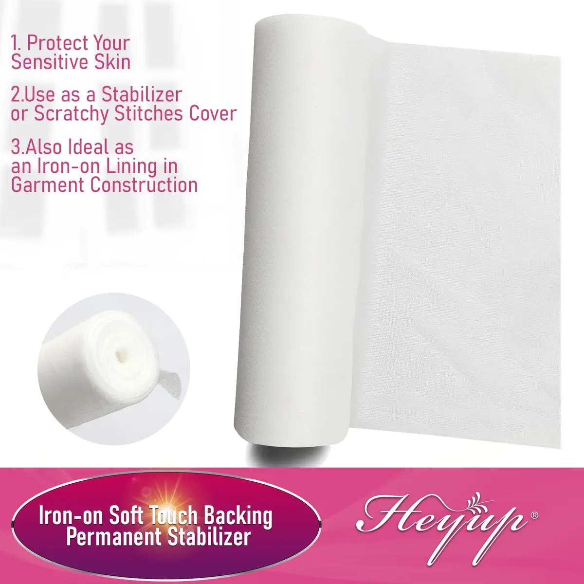 HEYUP Iron on Embroidery Stabilizer 8" x 9 Yd Light Weight Prevent Scratchy Sensitive Skin - view 6