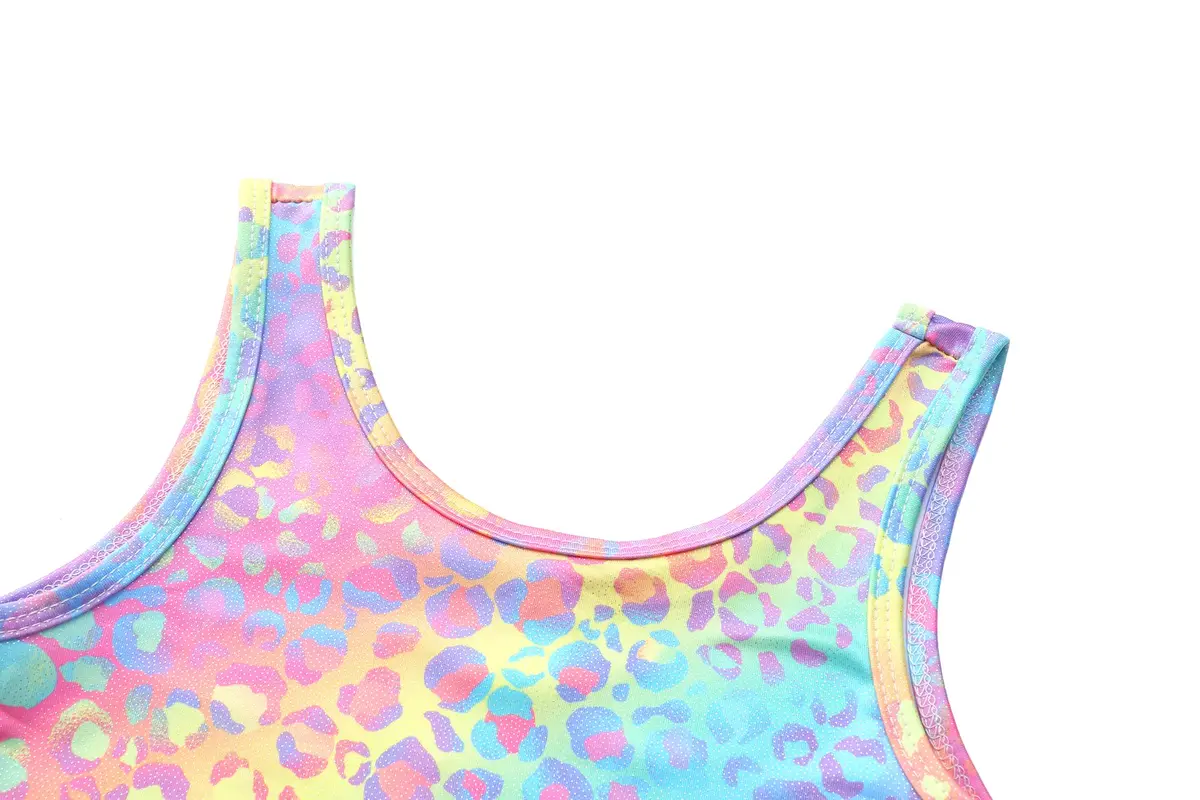 LUOUSE 2 Pack Girls Gymnastics Leotards with Shorts, Toddler & Little Kids Rainbow Leopard Print Unitards (25ml / 0.811 Fl Oz) - view 2