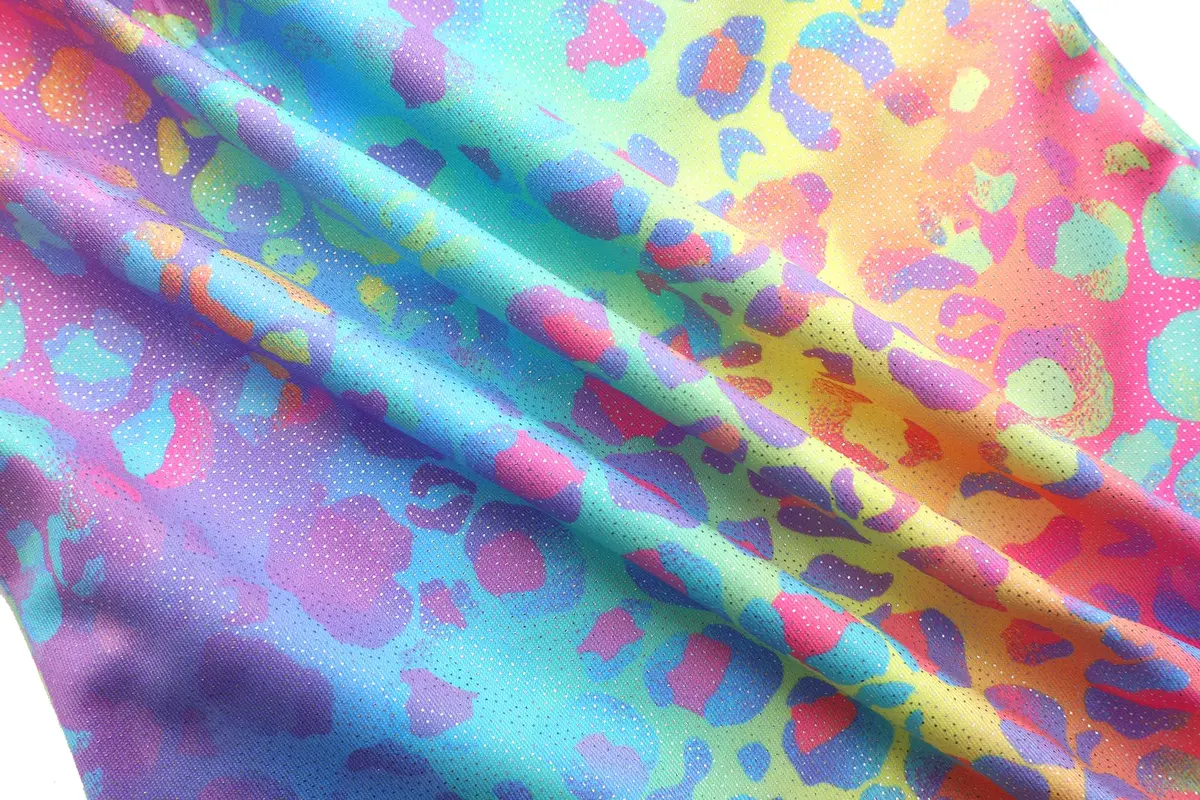 LUOUSE Toddler Girls Gymnastics Leotards 2-Pack Rainbow Leopard & Sparkle Print | 8-9 Years (25.98" Chest) - view 4