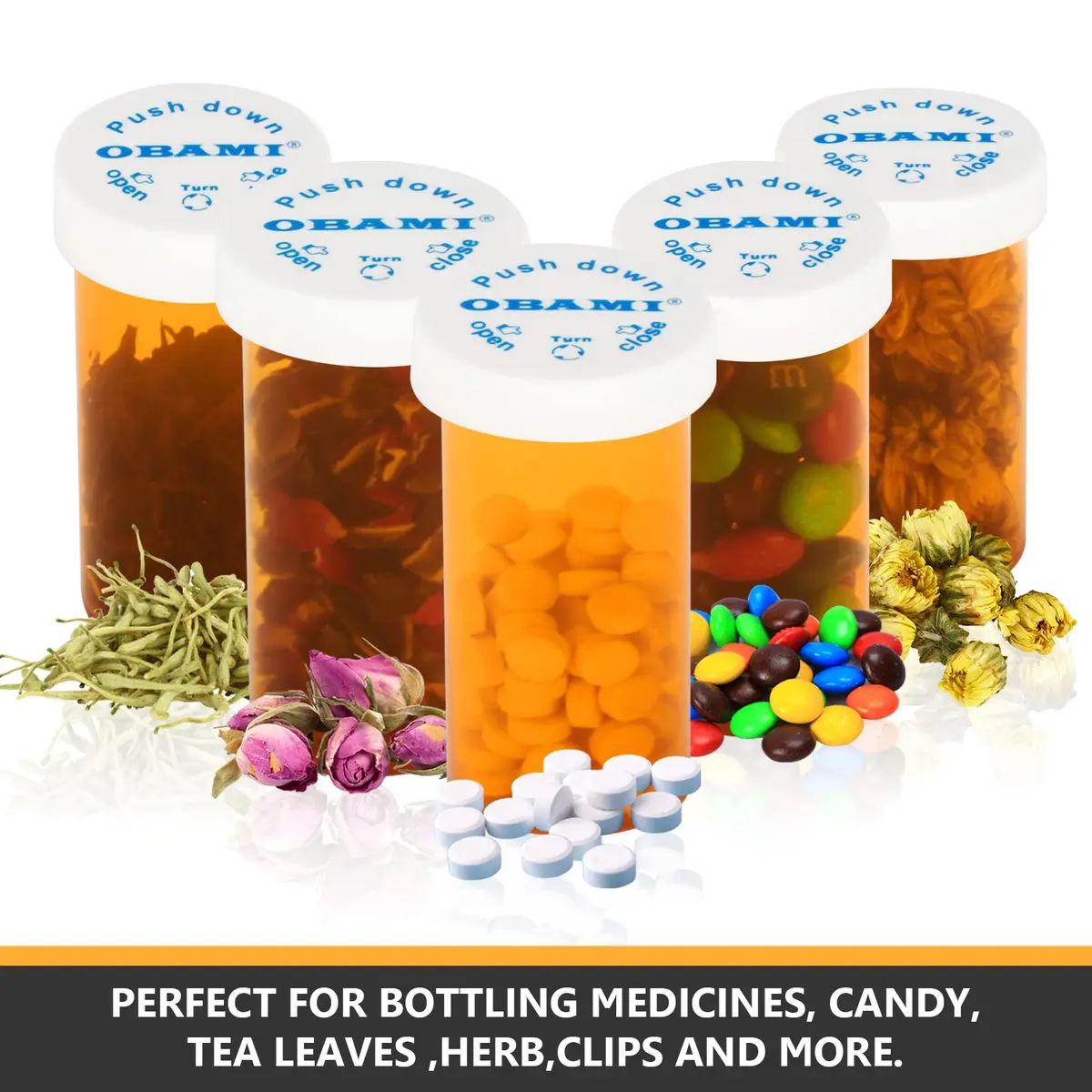 Obami 13 Dram (52ml) Orange Medicine Pill Bottles with Child-Resistant Caps - 12 Count | Perfect for Travel & Pharmacy Use - view 2