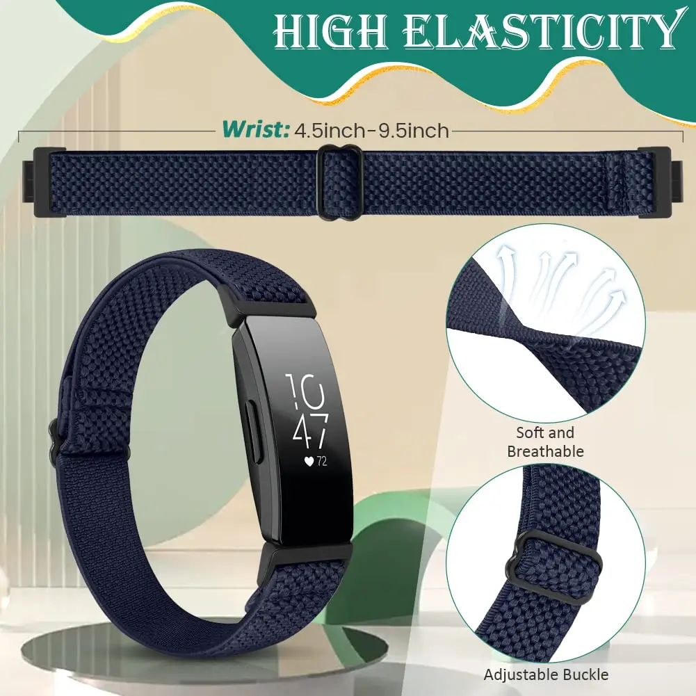 Huamanlou Adjustable Elastic Nylon Sport Bands Compatible with Fitbit Inspire 3/Inspire 2/Inspire/Inspire HR/Ace 2/Ace 3 | Breathable, Stretchy & Durable (70-120 chars) - view 2
