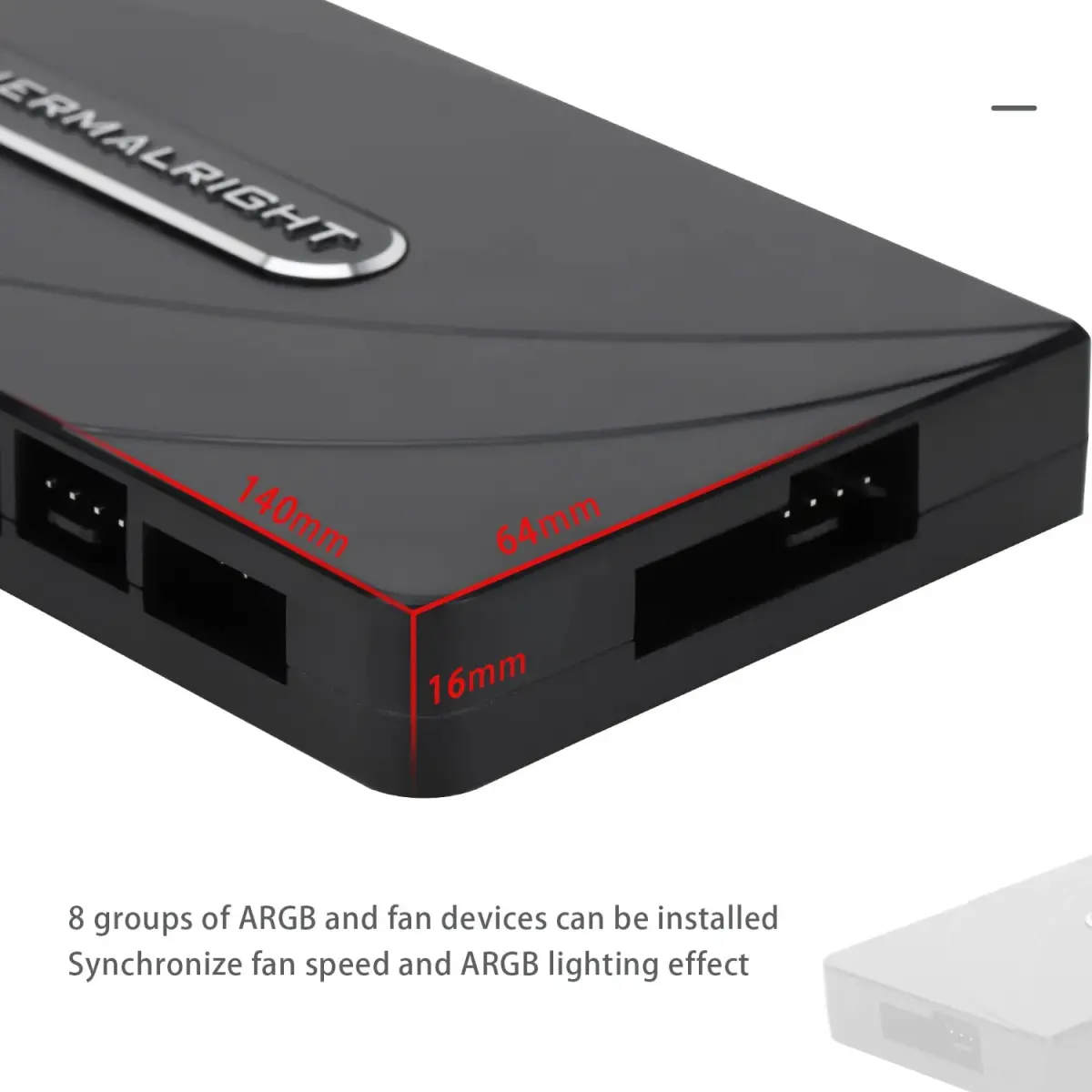 Thermalright ARGB Fan Hub Controller 8-Port 5V 3-Pin | Syncs 8 Fans & ARGB Devices - view 2