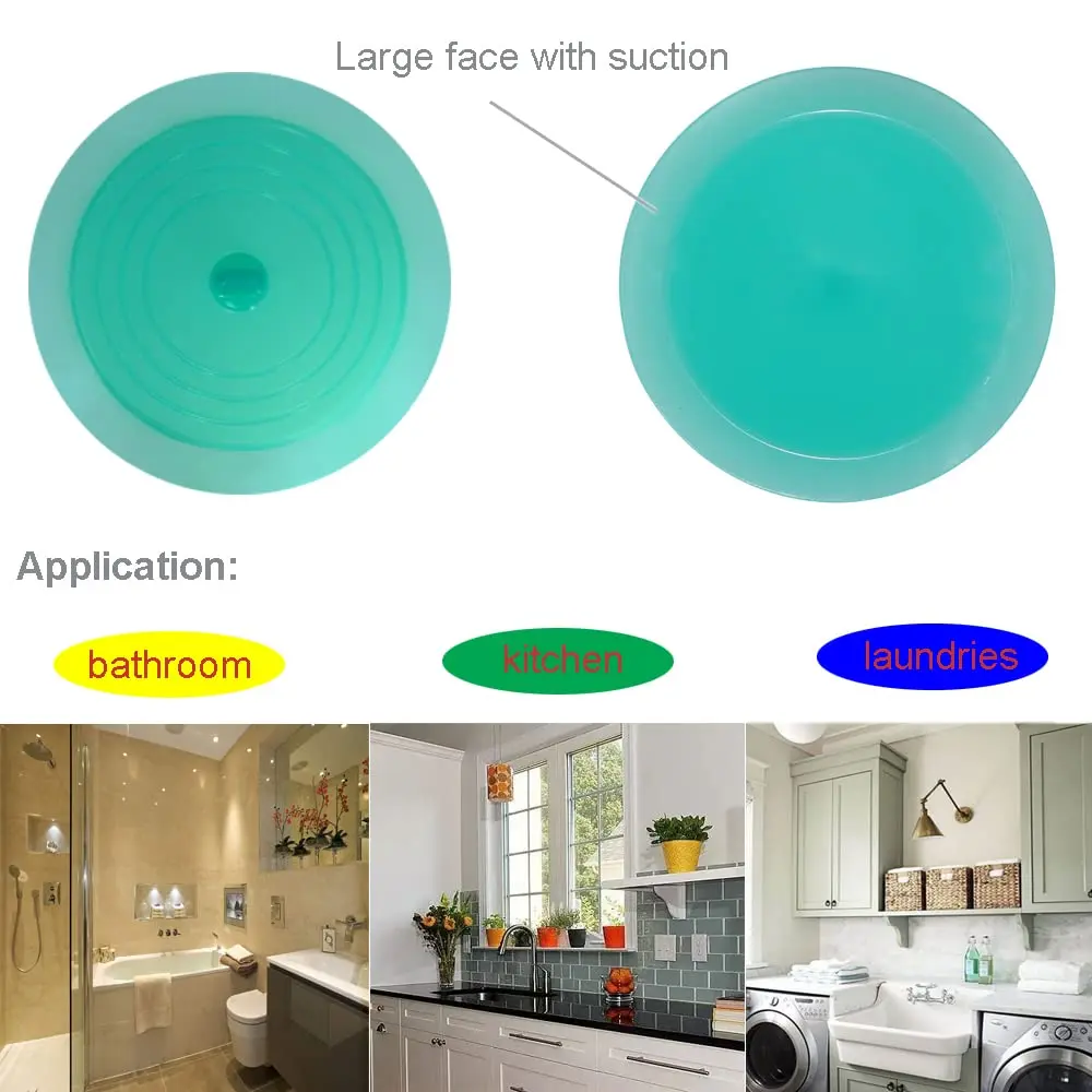 V-TOP Large Silicone Drain Plug 6" | Universal Bathtub & Sink Stopper, Green Transparent - view 8
