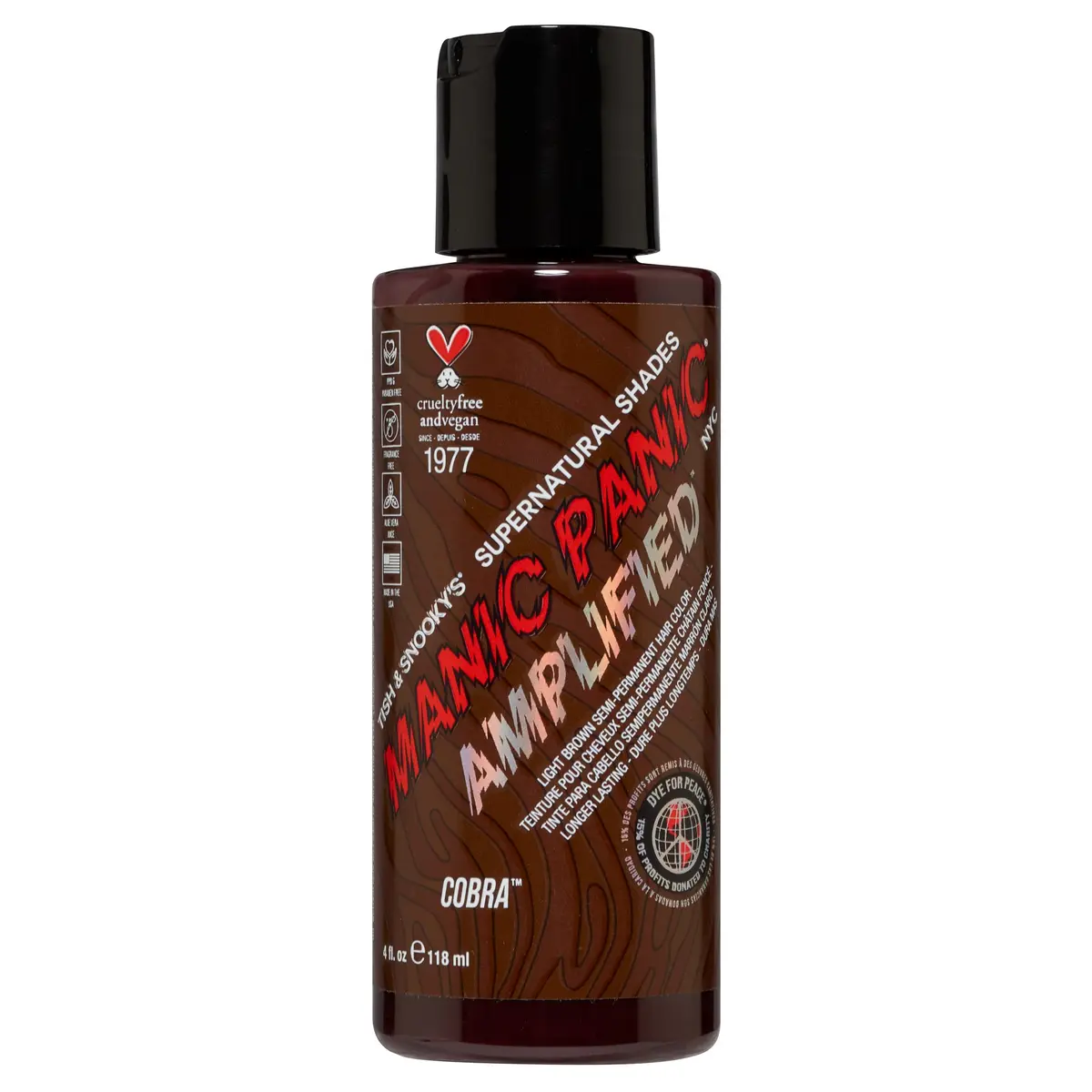 MANIC PANIC Amplified Dark Brown Semi-Permanent Hair Dye, 4 Fl Oz | Vegan, PPD & Ammonia Free - main product image