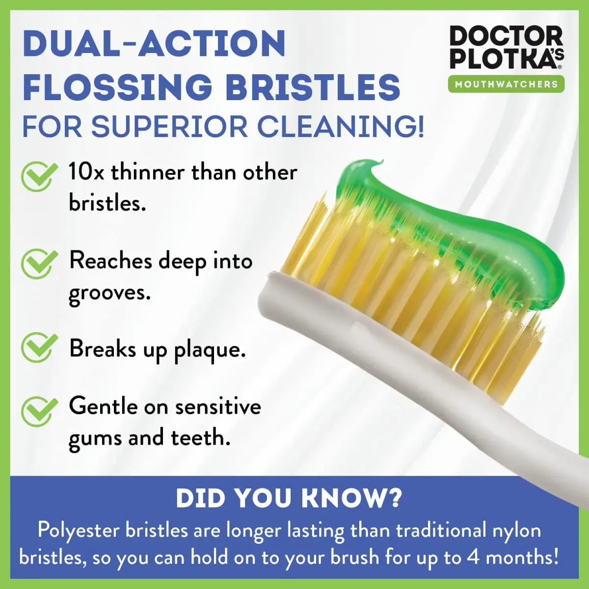 MOUTHWATCHERS Soft Flossing Manual Toothbrush with Built-in Flosser, Adults, 2-Pack, Blue | Dentist Developed for Sensitive Gums - view 3