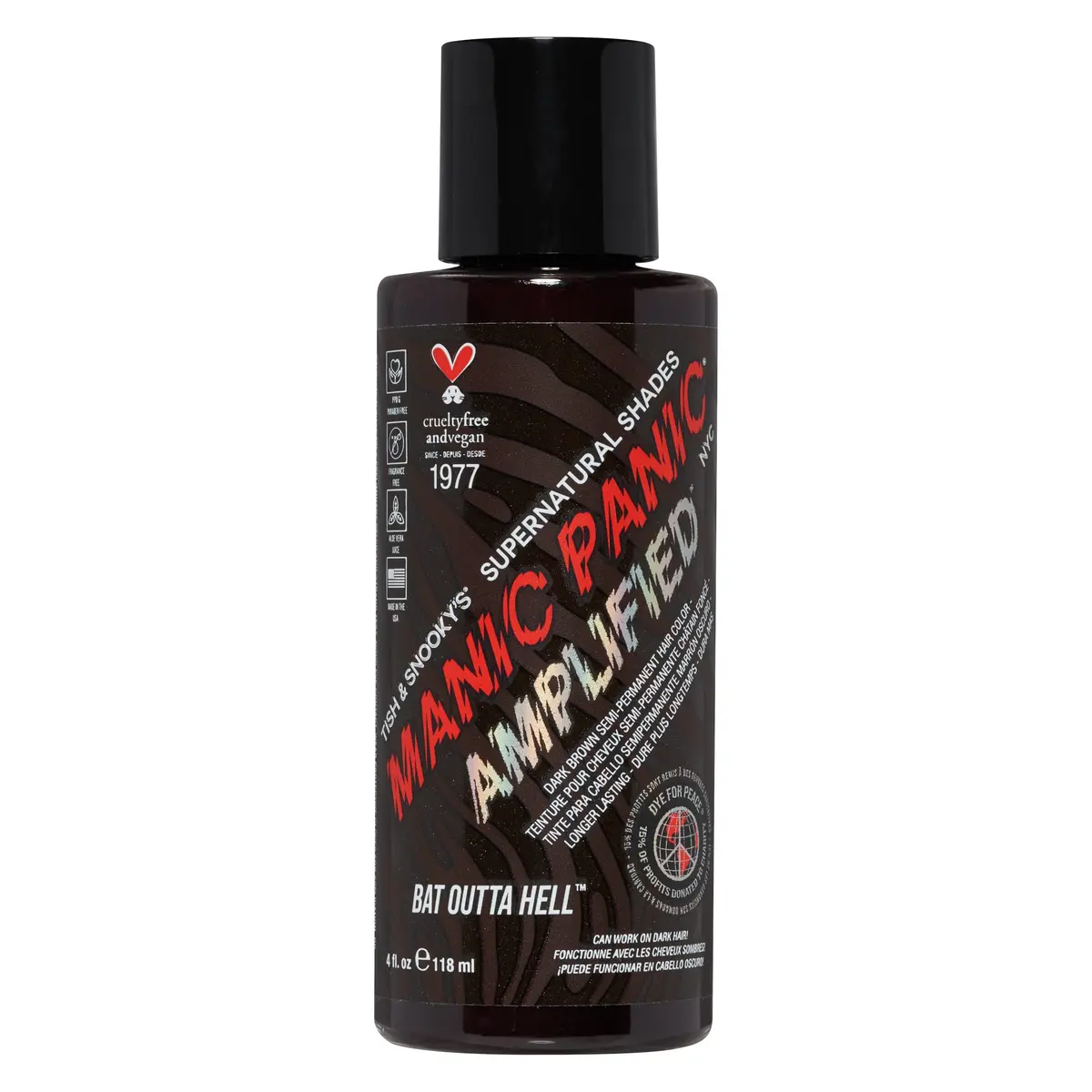 MANIC PANIC SuperNatural Dark Brown Hair Dye, Bat Outta Hell, 4 oz | Vegan, Semi-Permanent, No Ammonia - main product image