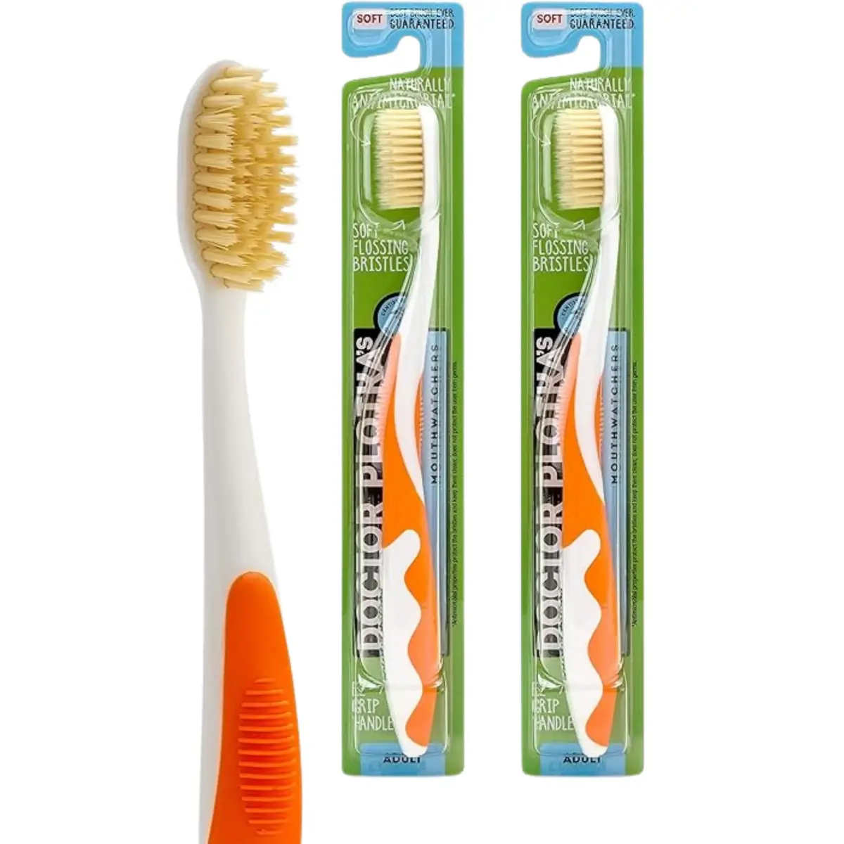 MOUTHWATCHERS Soft Flossing Manual Toothbrush 2-Pack Orange | Dentist Developed for Deep Clean - main product image