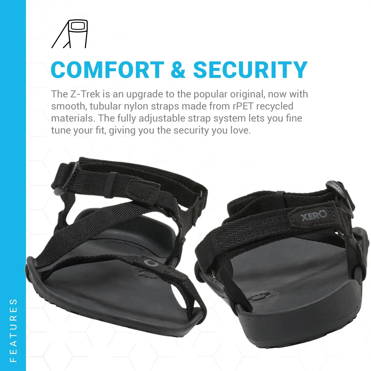 Xero Shoes Z-Trek Barefoot Hiking Sandals Black 11 | Minimalist Trail Footwear for Women - view 6