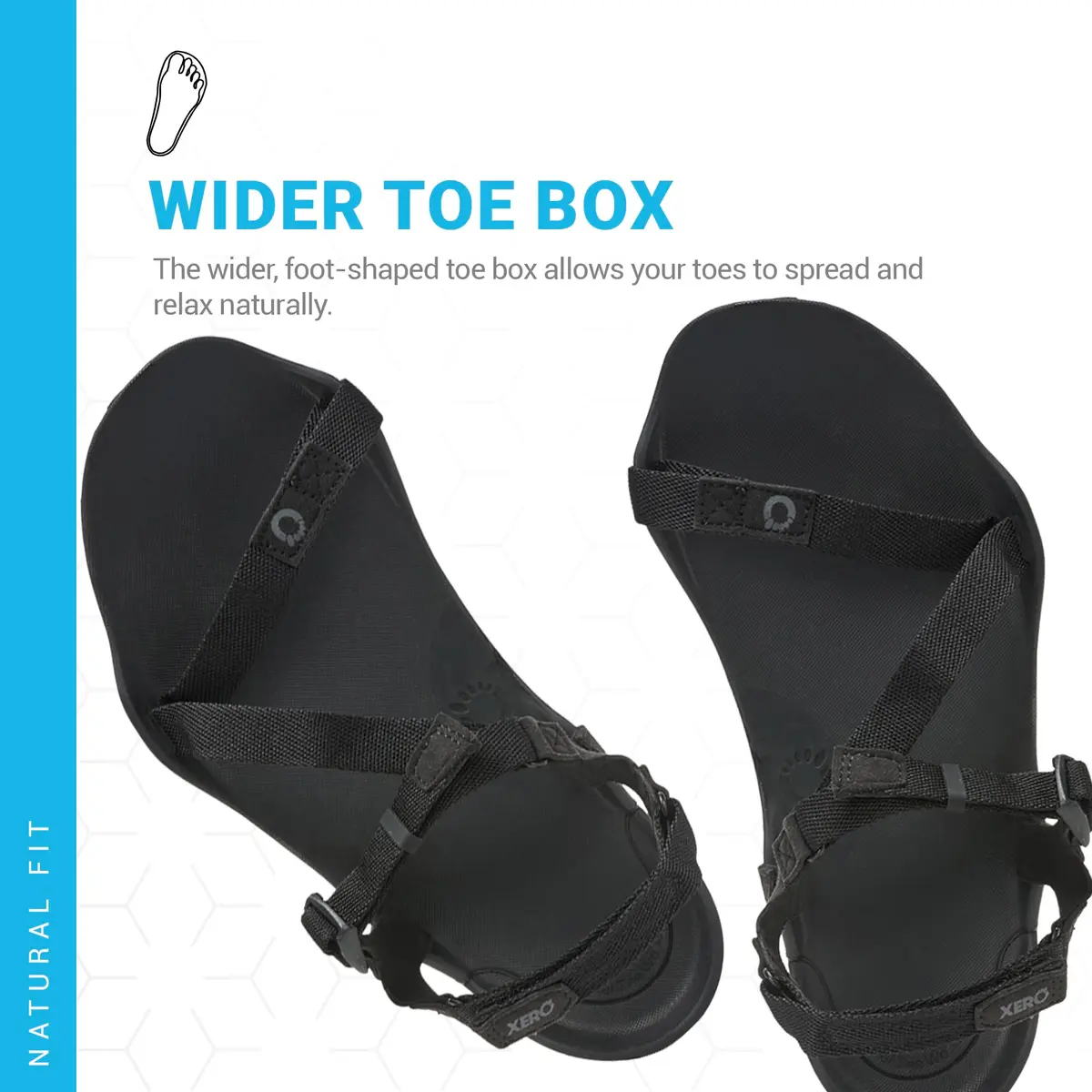 Xero Shoes Z-Trek Barefoot Hiking Sandals Black 11 | Minimalist Trail Footwear for Women - view 2