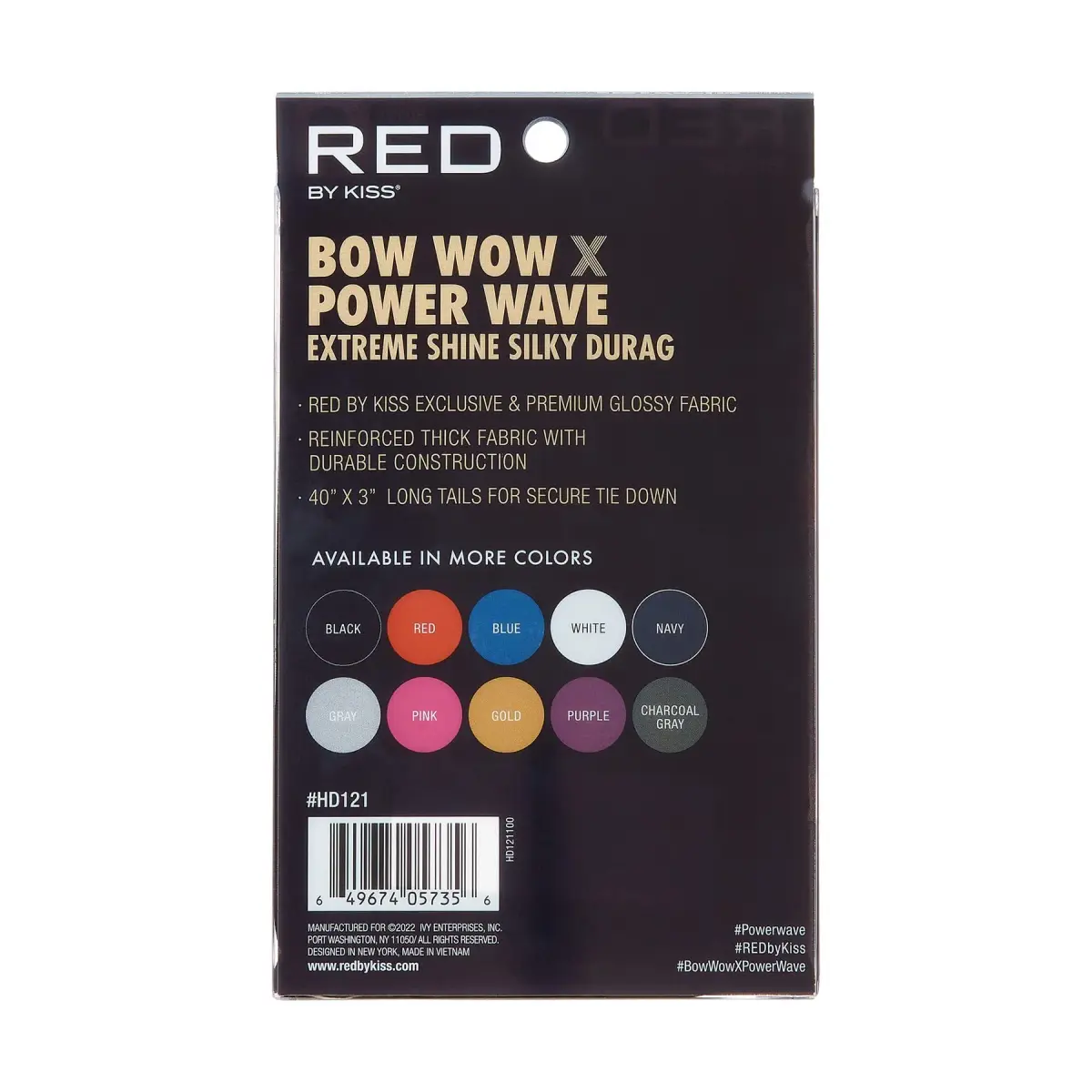 RED by Kiss Bow Wow Extreme Shine Silky Durag - Black | Breathable Wave Compression Doo Rag with Long Tails - view 5