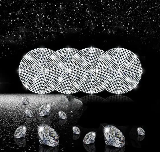 NBTEPEM Bling Car Cup Holder Coaster 2.75 inch Silver | Rhinestone Shockproof Universal - view 7