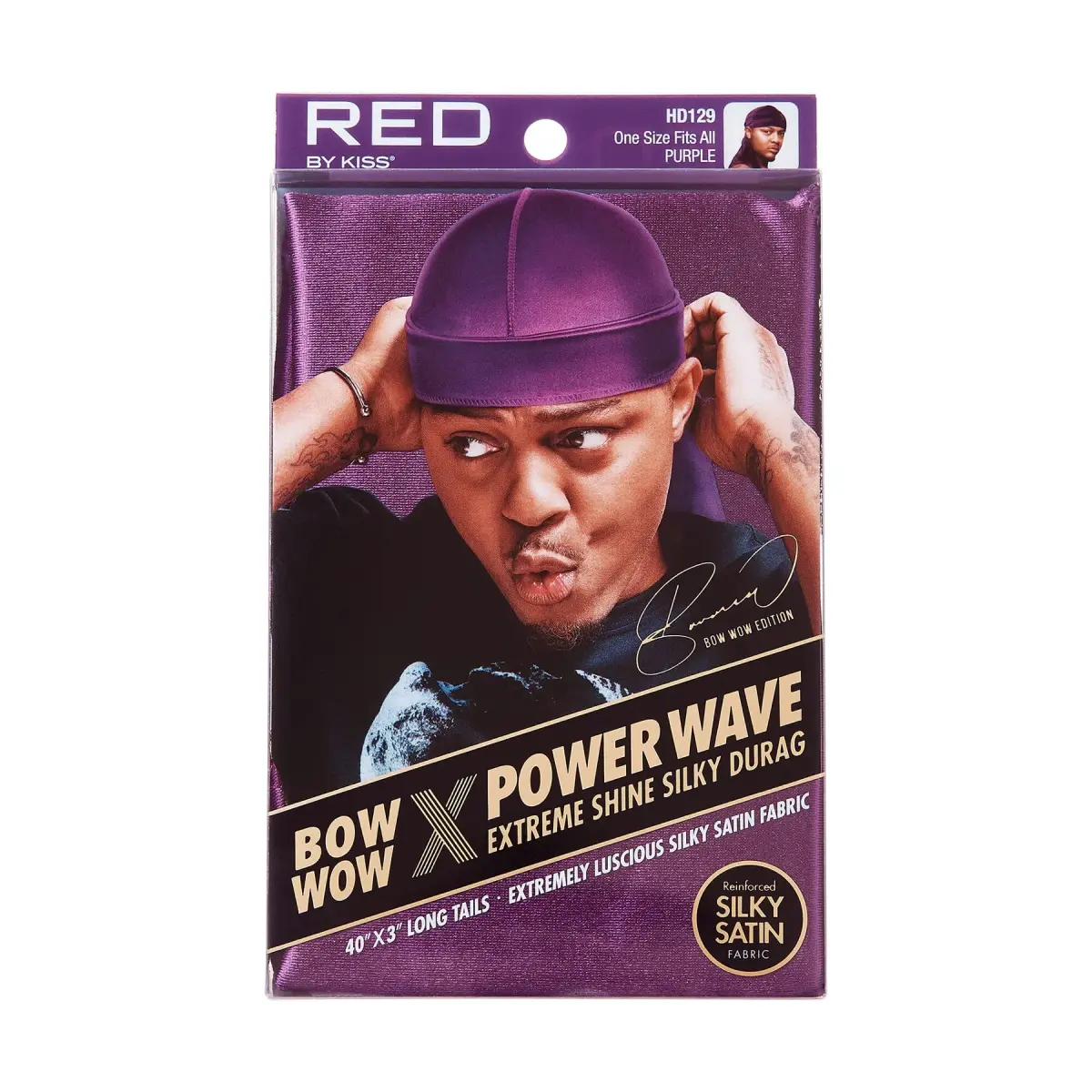 RED by Kiss Bow Wow X Power Wave Extreme Shine Silky Durag, Purple | Maximum Wave Compression - view 3
