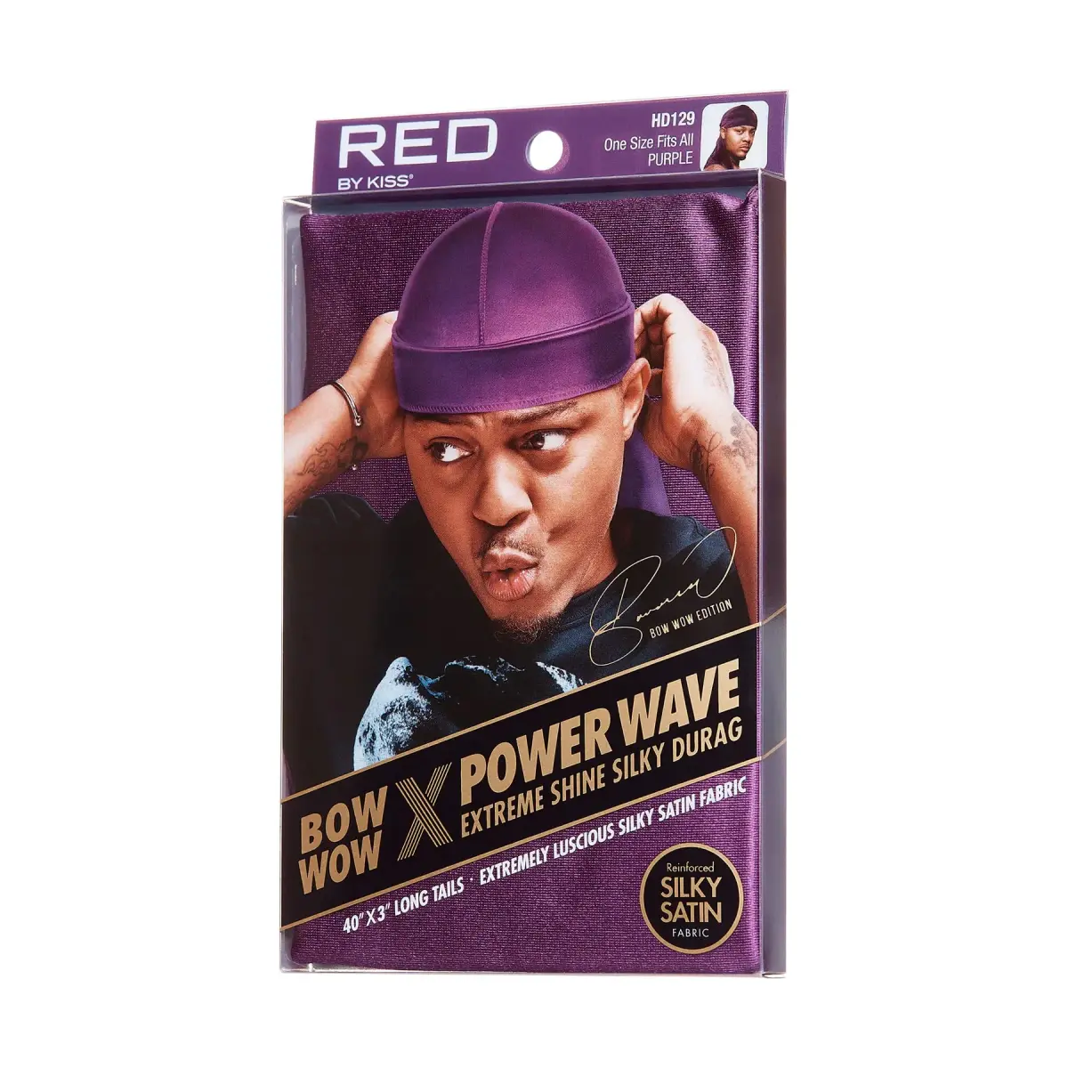 RED by Kiss Bow Wow X Power Wave Extreme Shine Silky Durag, Purple | Maximum Wave Compression - view 4
