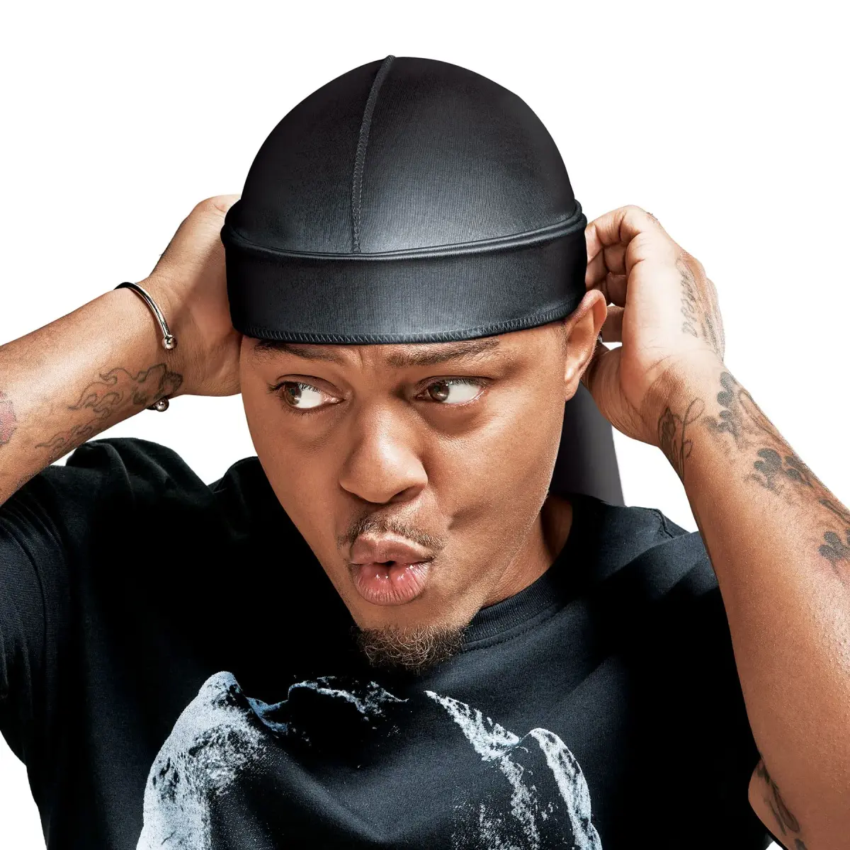 RED by Kiss Bow Wow X Power Wave Extreme Shine Silky Durag Charcoal Gray | Waves Silky Doo Rag for Men - main product image