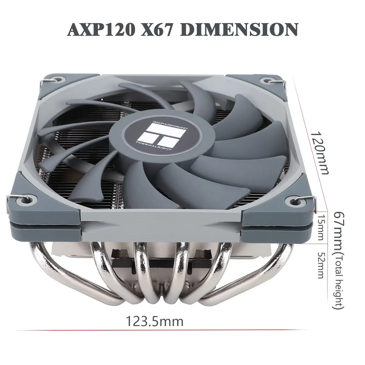 Thermalright AXP120-X67 Low Profile CPU Air Cooler 67mm Height | 6 Heat Pipes, 120mm PWM Fan, LGA 1700/AM4 Compatible - view 6