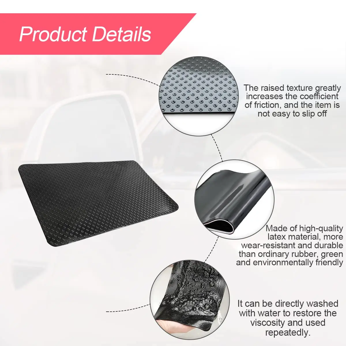 BLAU GRUN 10.6 in x 5.9 in Car Dashboard Anti-Slip Mat | Waterproof, Eco-Friendly, Universal Fit - view 3