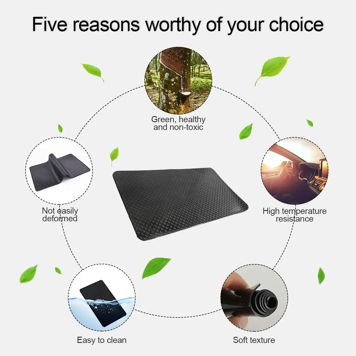 BLAU GRUN 10.6 in x 5.9 in Car Dashboard Anti-Slip Mat | Waterproof, Eco-Friendly, Universal Fit - view 4