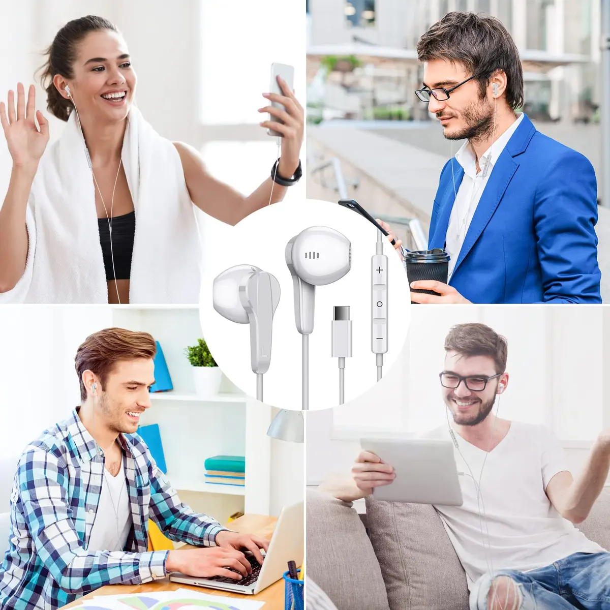ASKUBSKU Wired Type C Headphones White | Noise Isolating, Deep Bass, Universal Compatibility - view 7