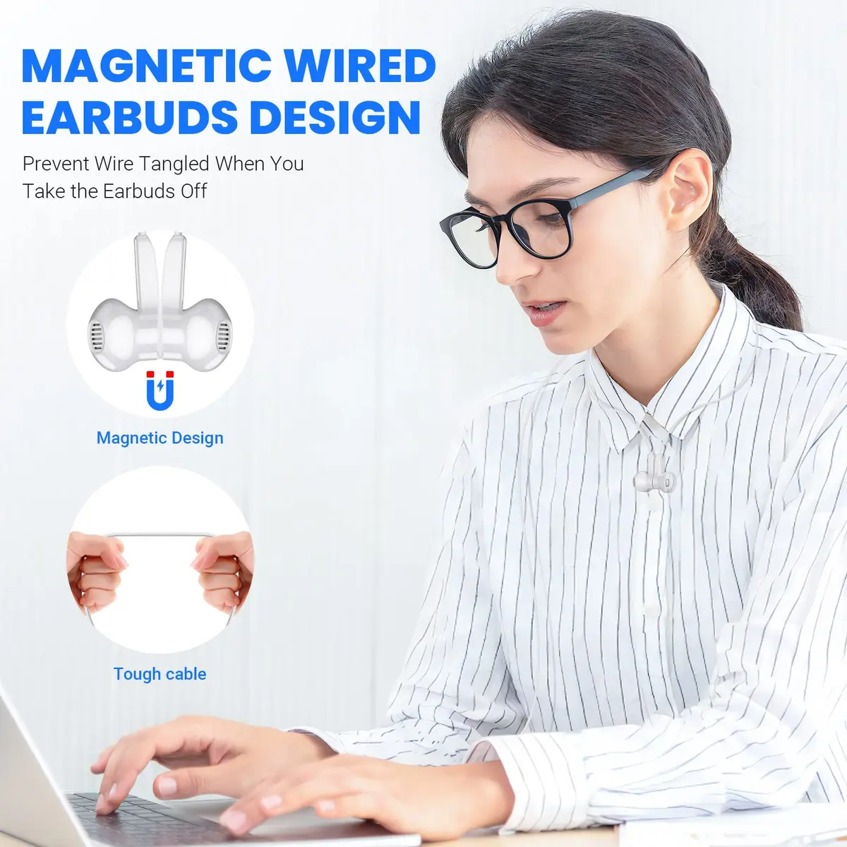 ASKUBSKU Wired Type C Headphones White | Noise Isolating, Deep Bass, Universal Compatibility - view 4