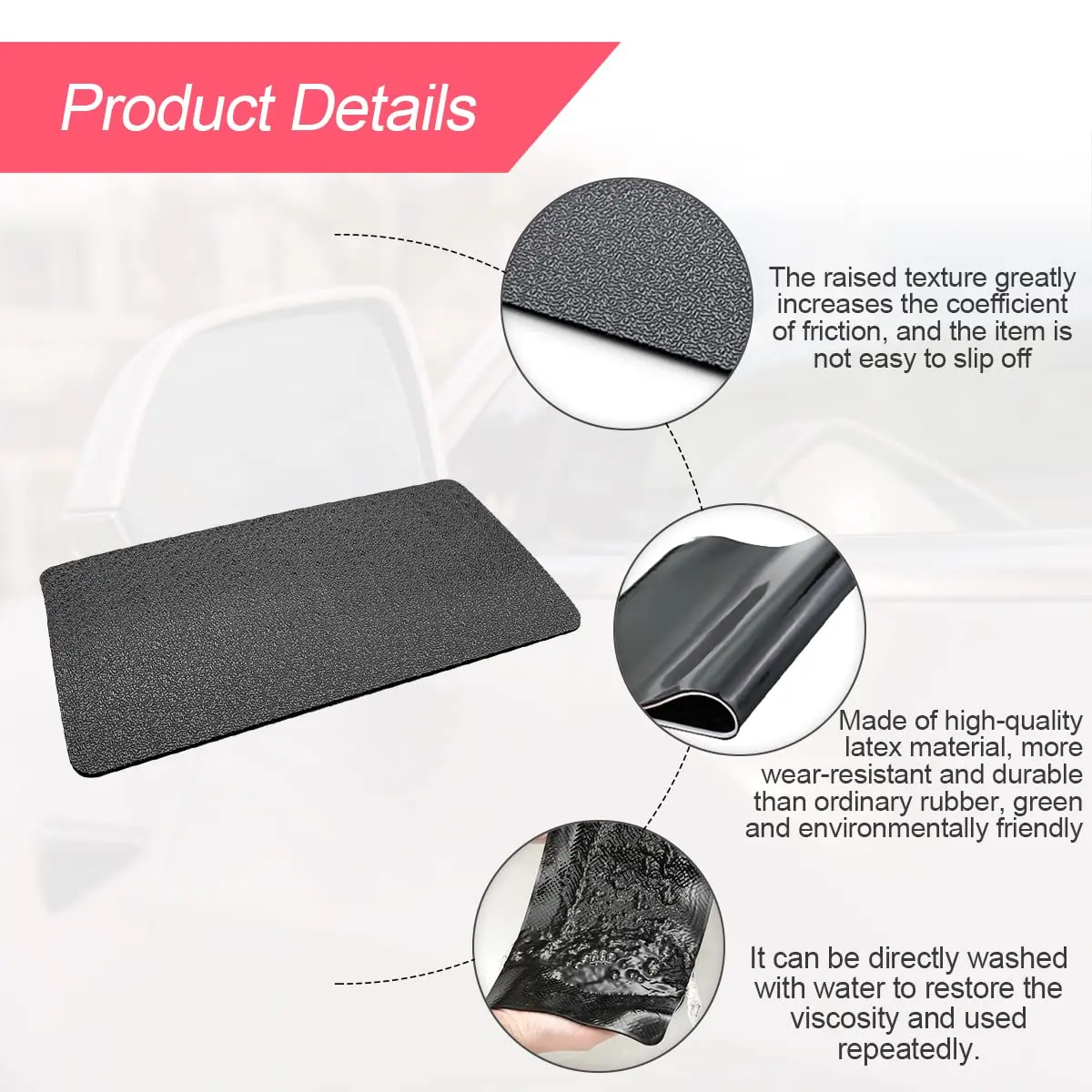 BLAU GRUN Universal Car Dashboard Anti-Slip Mat 27cm (10.6 Inch) x 15cm (5.9 Inch) | Holds Phones, Keys & More on Bumpy Roads - view 3