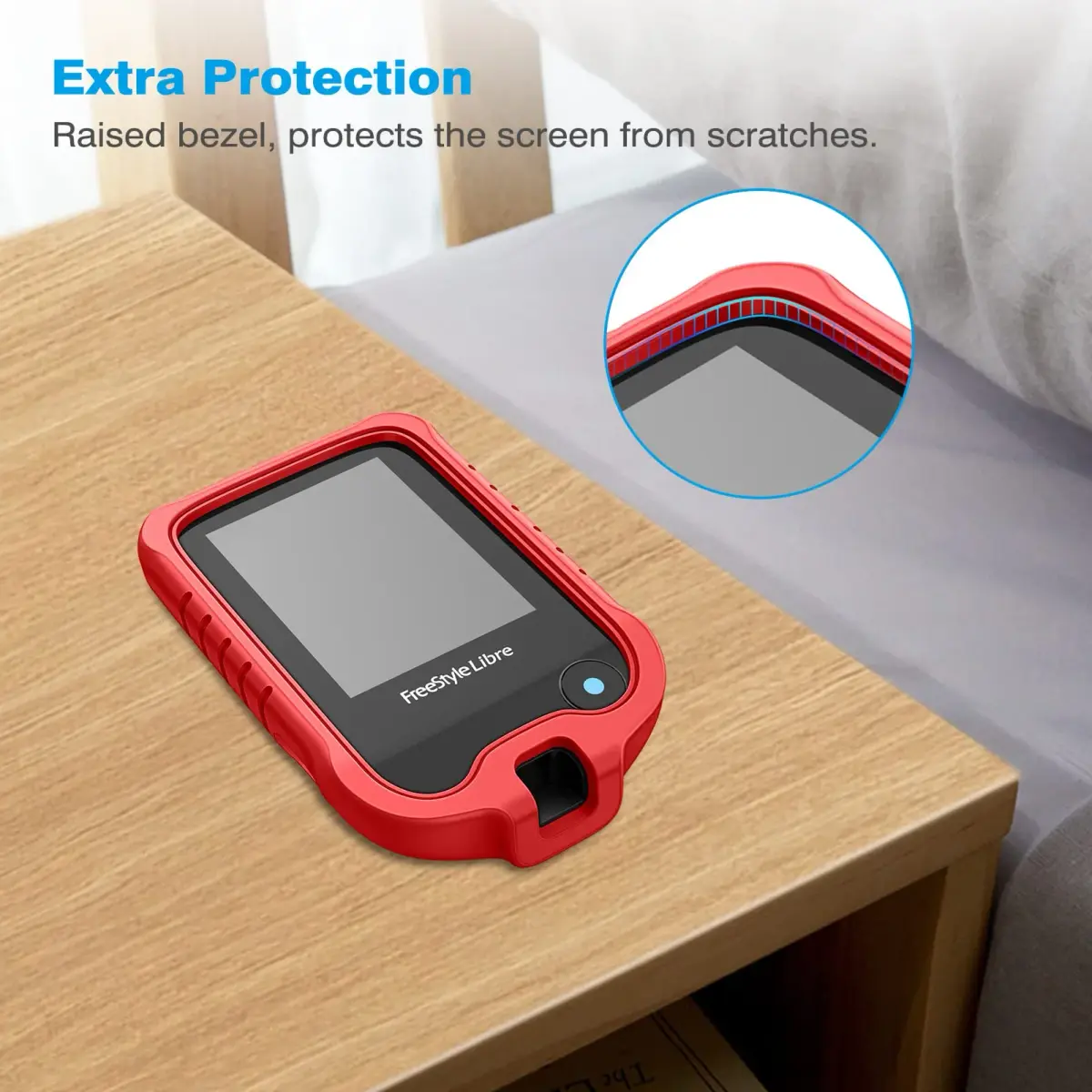 MEDMAX Silicone Case for Freestyle Libre 3 2 Reader | Red Protective Cover with Anti-Slip Grip - view 4