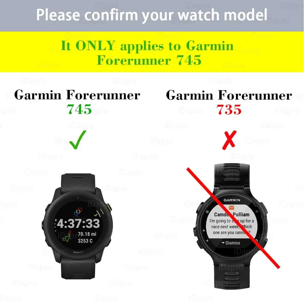 iDaPro Screen Protector for Garmin Forerunner 745 | 4-Pack Tempered Glass with Dust Plugs & ABS Box - view 2