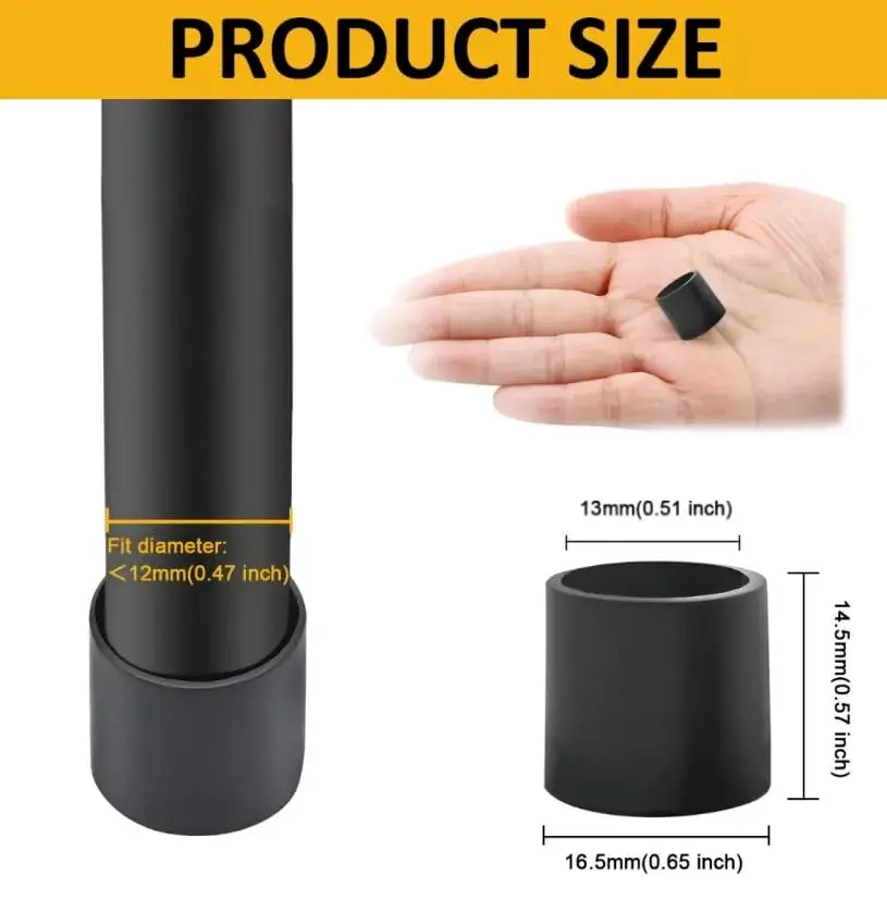 Auvotuis Black 32Pcs Furniture Floor Protector Tips for Legs <12mm | Protects Floors & Reduces Noise - view 2