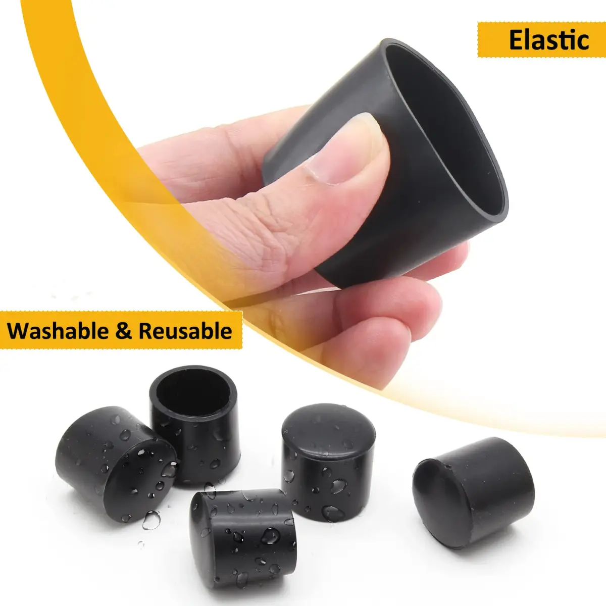 Auvotuis Black 32Pcs Furniture Floor Protector Tips for Legs <12mm | Protects Floors & Reduces Noise - view 4