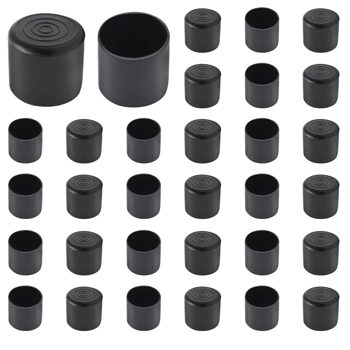 Auvotuis Black PVC Chair Leg Tips 25mm (1 Inch) | Pack of 32 Floor Protectors - view 7