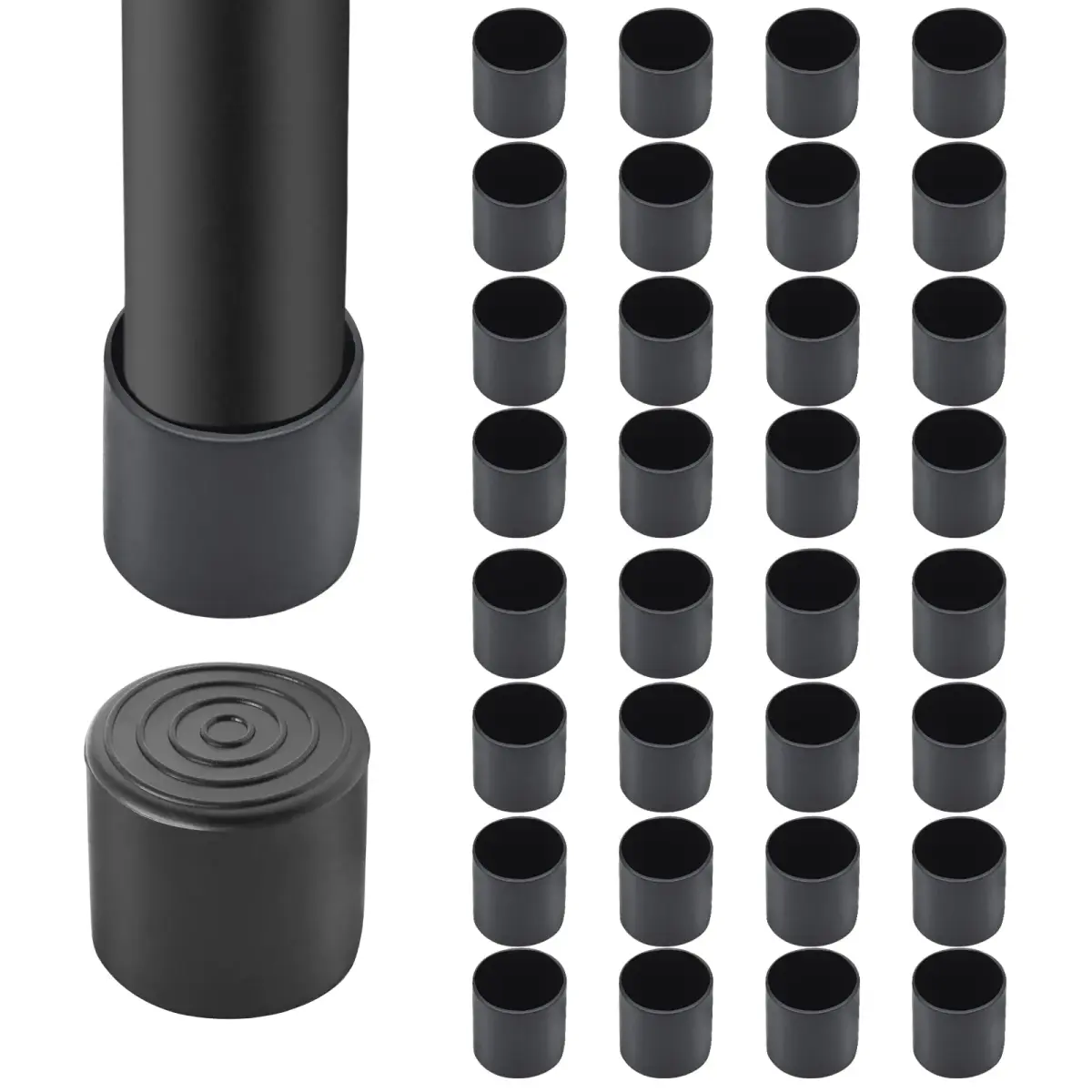 Auvotuis 32Pcs 1.26 Inch (32mm) Round PVC Chair Leg Tips | Protect Floors & Furniture - main product image