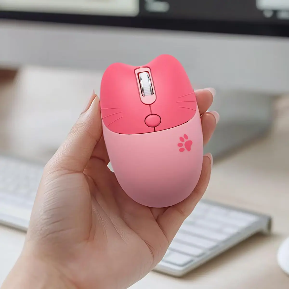 Lomiluskr Cute Cat Wireless Mouse Pink | Silent 2.4G Input Mouse for Girls & Kids - view 8