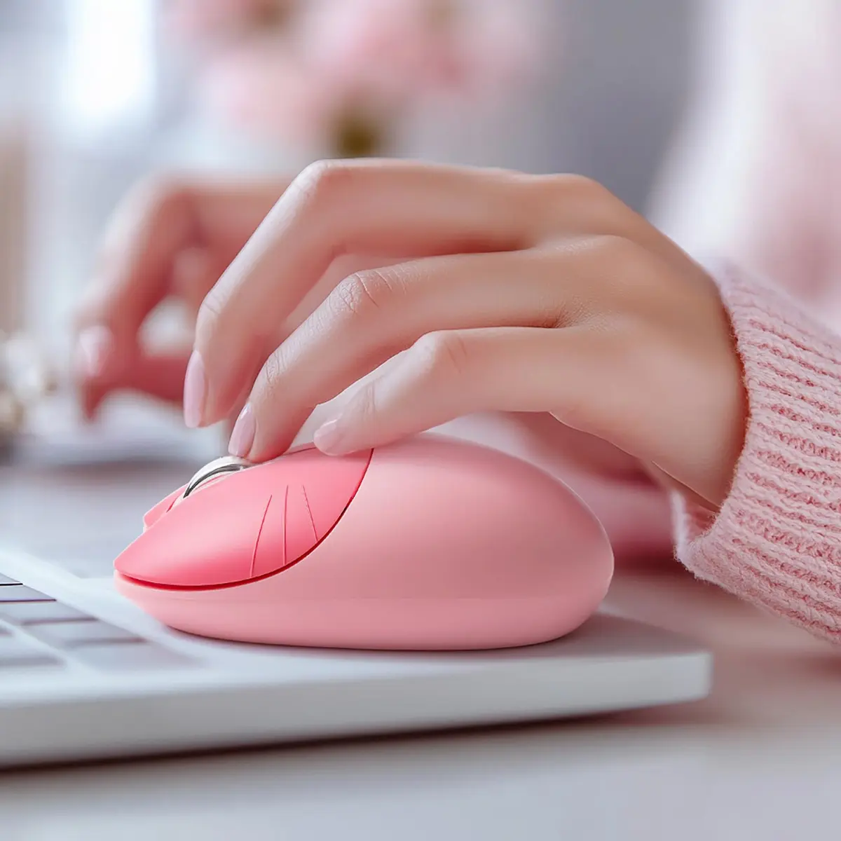 Lomiluskr Cute Cat Wireless Mouse Pink | Silent 2.4G Input Mouse for Girls & Kids - view 9
