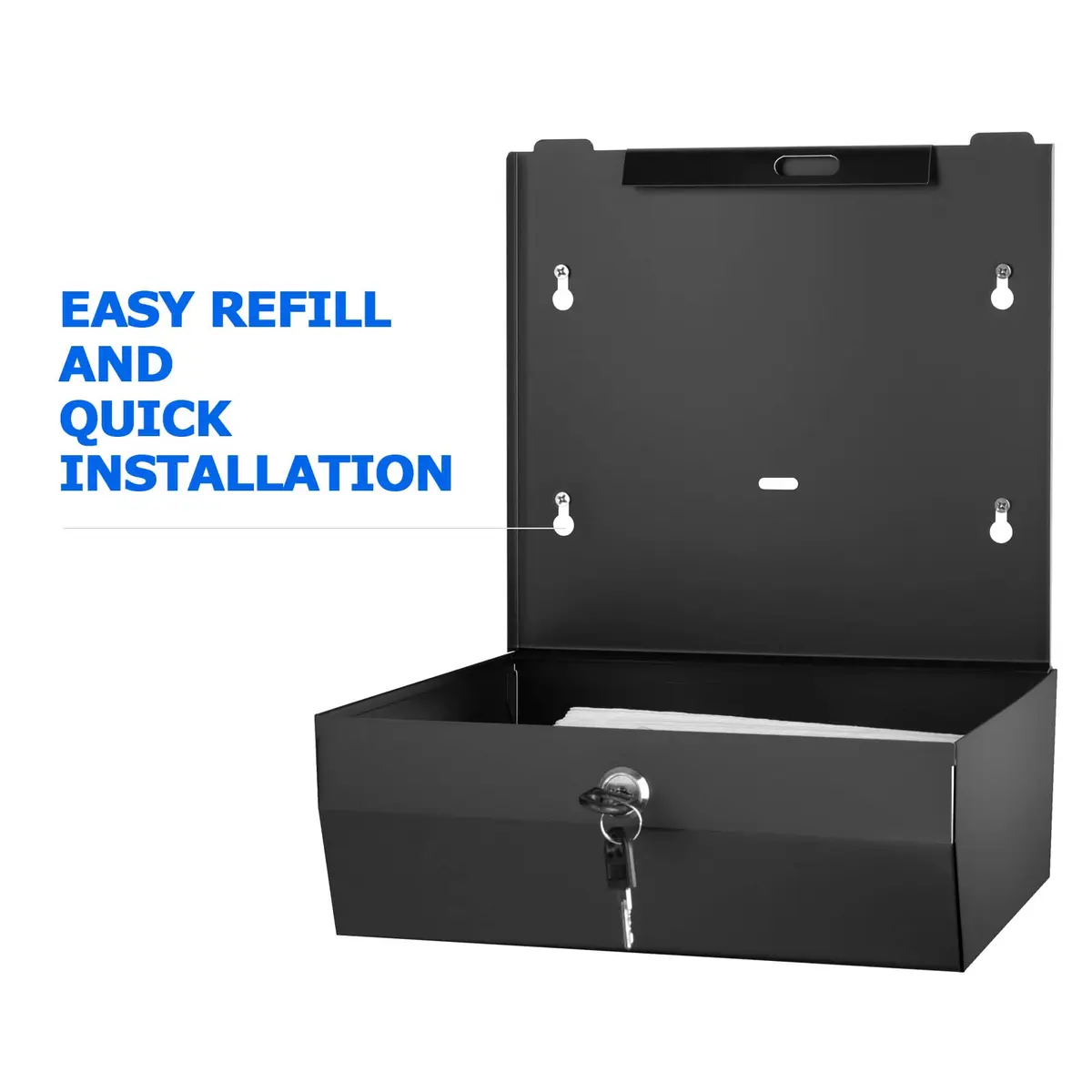 Gorlary Commercial Paper Towel Dispenser Wall Mount, Matte Black | Space-Saving Stainless Steel Design - view 3