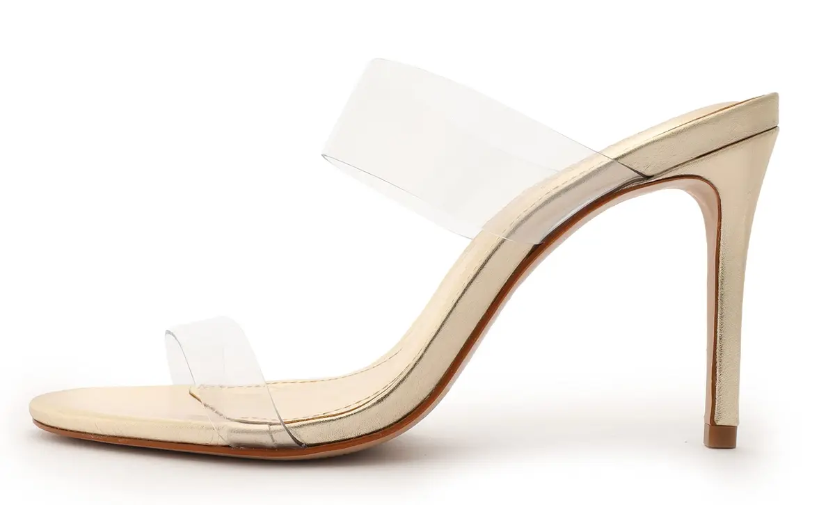 SCHUTZ Women's Ariella Strappy Sandals, Gold, 8 Medium US | Elegant Stiletto with Leather Upper - main product image
