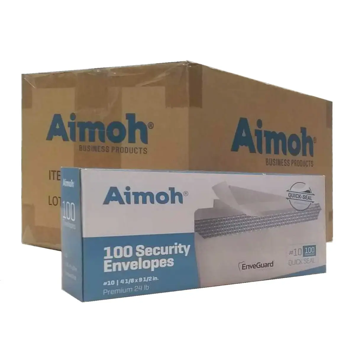 Aimoh Security Tinted Self-Seal Envelopes, Size 4-1/8 x 9-1/2 Inches, White, 1200 Count | Bulk Case of 1,200 Window-Less Envelopes - main product image