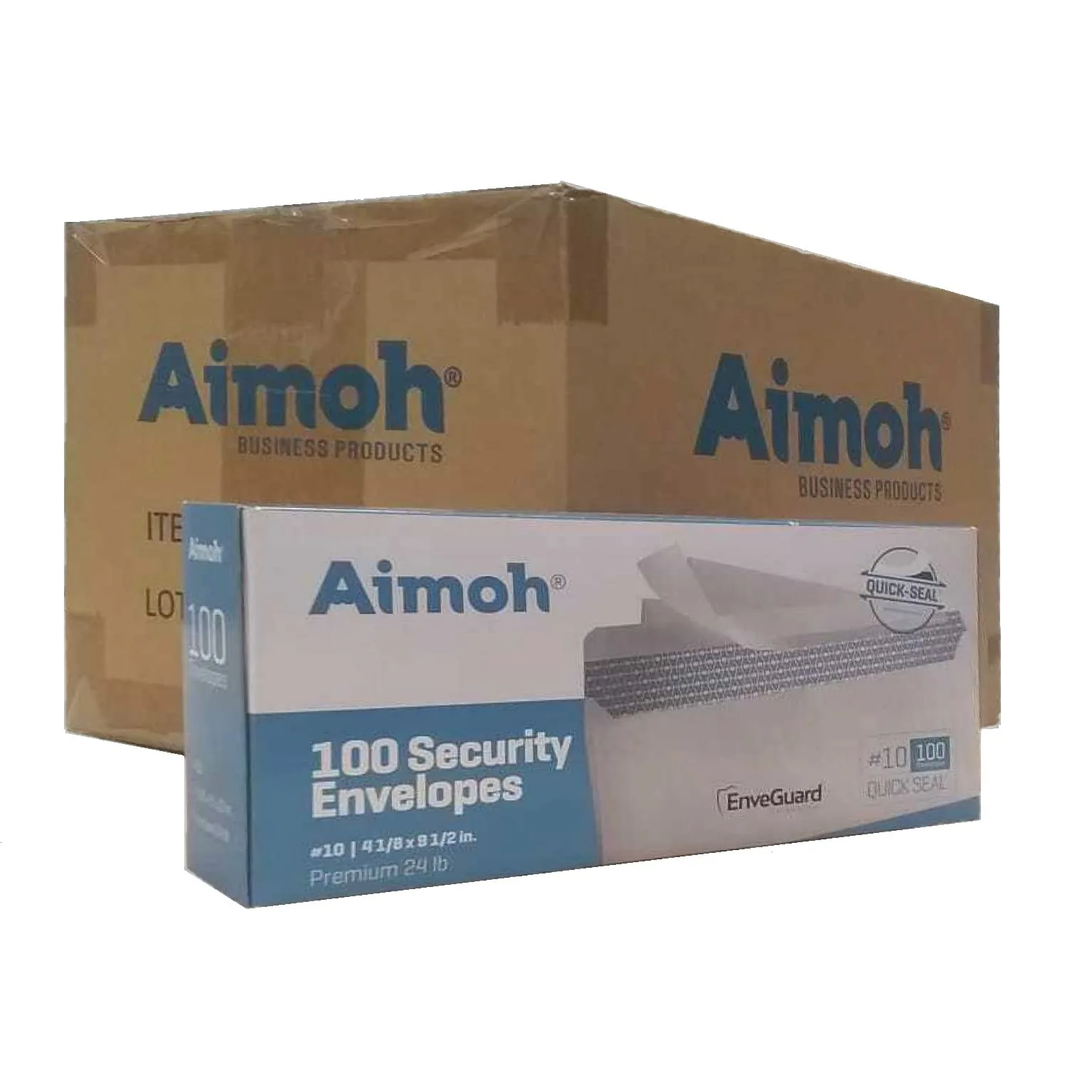 Aimoh Security Tinted Self-Seal Envelopes, Size 4-1/8 x 9-1/2 Inches, White, 1200 Count | Bulk Case of 1,200 Window-Less Envelopes - main product image