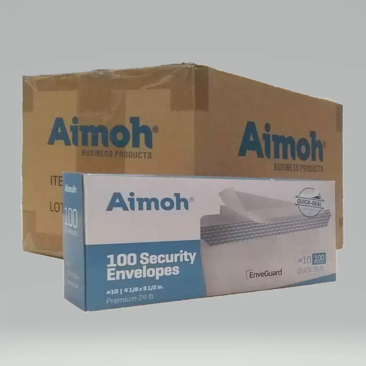 Aimoh Security Tinted Self-Seal Envelopes, Size 4-1/8 x 9-1/2 Inches, White, 1200 Count | Bulk Case of 1,200 Window-Less Envelopes - view 2
