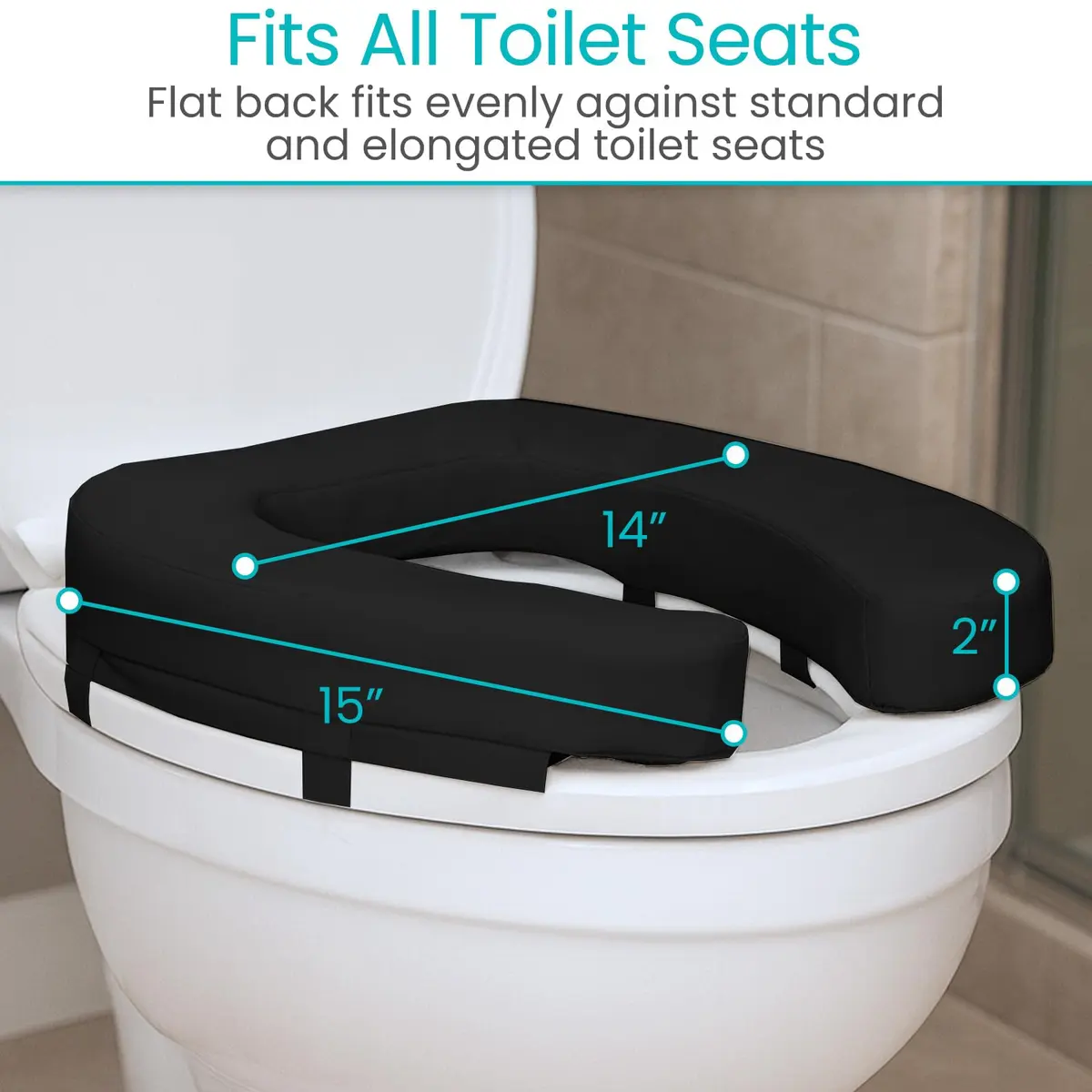 Vive Toilet Seat Cushion 2" Soft Foam | Relieves Pressure Points for Bathroom Mobility - view 5