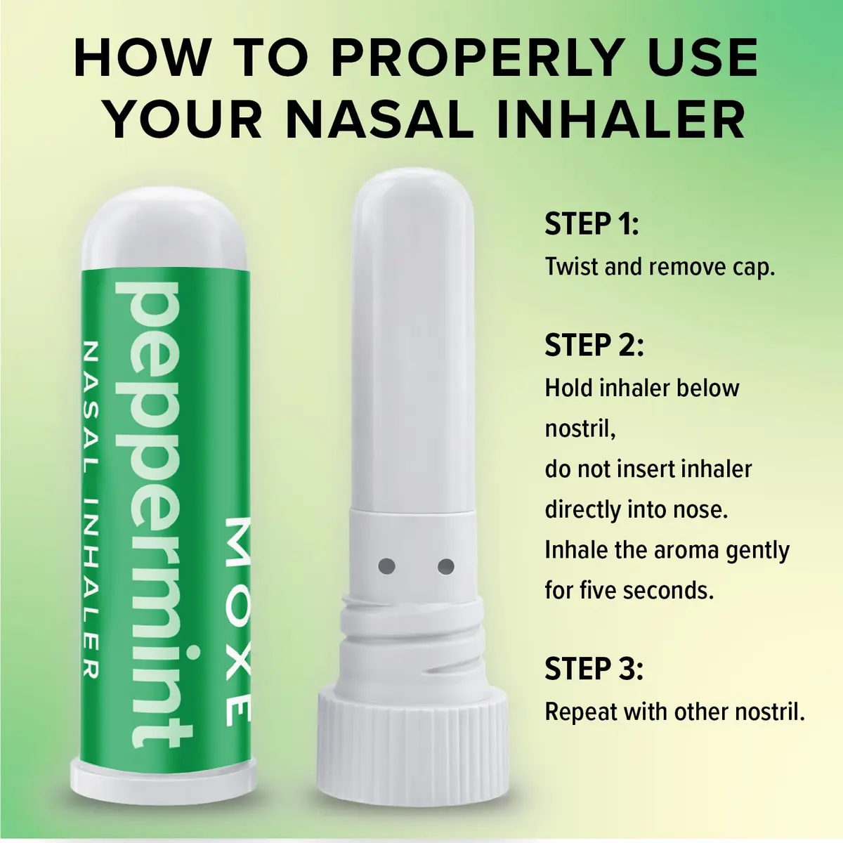 MOXE Peppermint Essential Oil Nasal Inhaler Stick, Cooling & Refreshing 3PK | Pure Peppermint Oil for Breathing & Mental Alertness - view 6