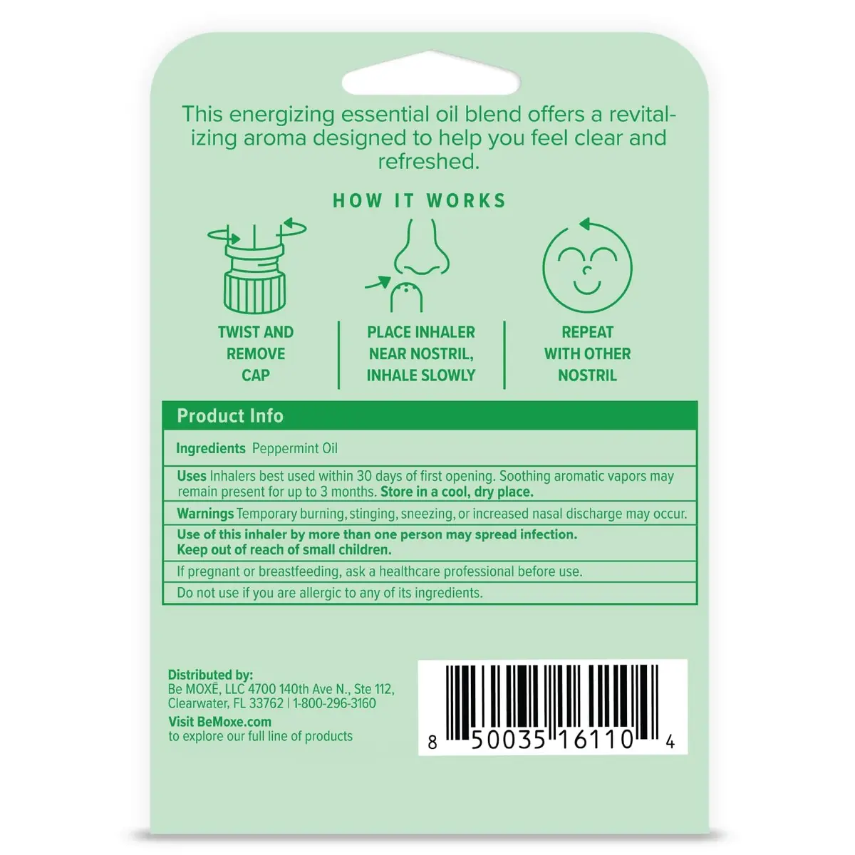 MOXE Peppermint Essential Oil Nasal Inhaler Stick, Cooling & Refreshing 3PK | Pure Peppermint Oil for Breathing & Mental Alertness - view 9