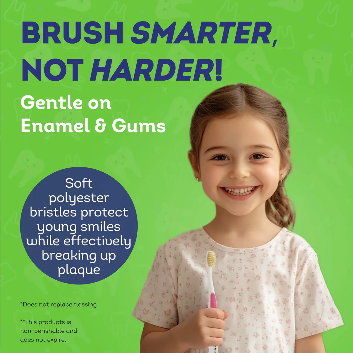 MOUTHWATCHERS Soft Flossing Manual Toothbrush for Kids & Teens, 2-Pack Pink | Gentle Dual-Layered Bristles - view 2