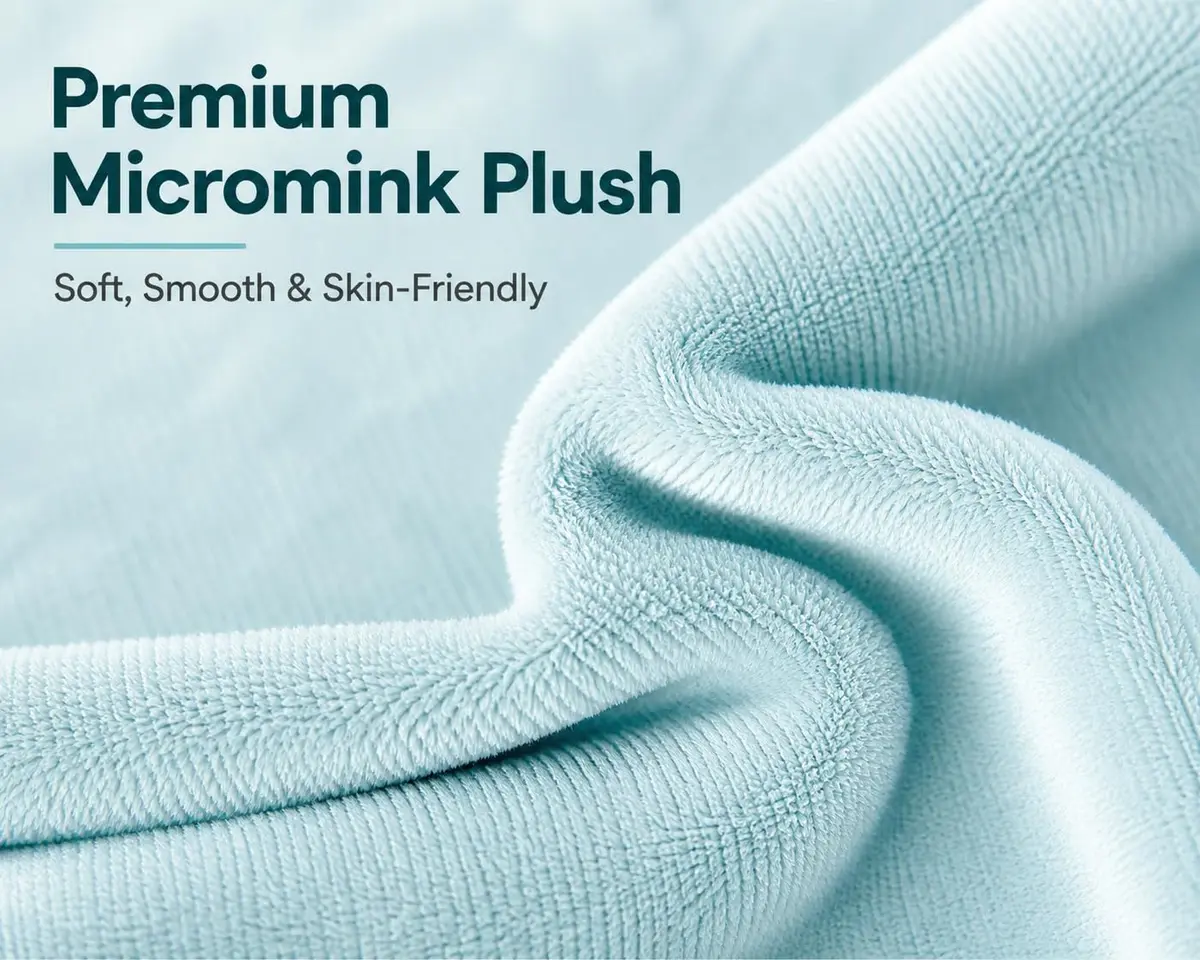 EVOLIVE Micromink Body Pillow Cover 21"x54" | Plush Faux Fur & Velvet Feel (Light Blue) - view 5